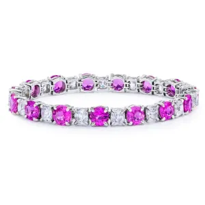 12.71 Pink Sapphire and Diamond Platinum Bracelet