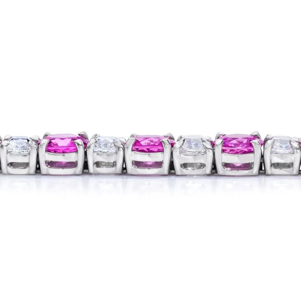 12.71 Pink Sapphire and Diamond Platinum Bracelet
