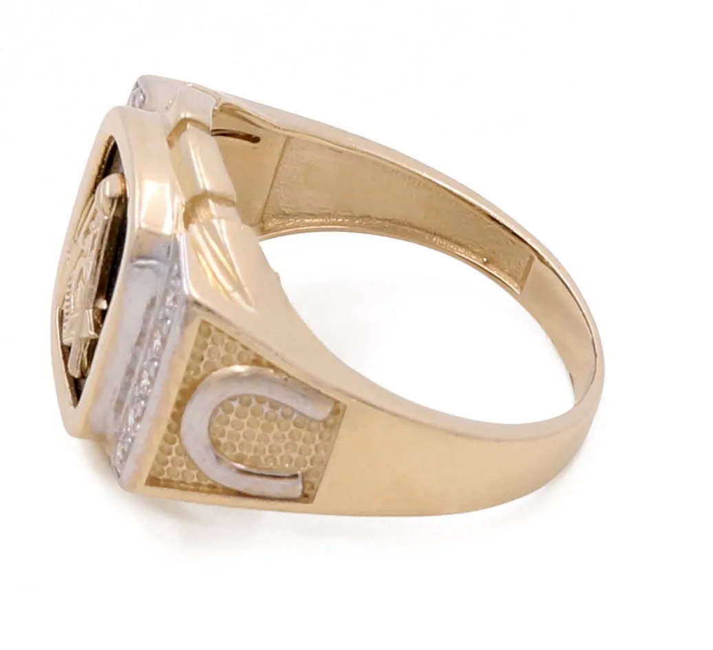 14K Yellow Gold Men's Mason Onyx and Cubic Zirconias Ring