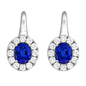 18K White Sapphire and Natural Diamond Drop Earrings