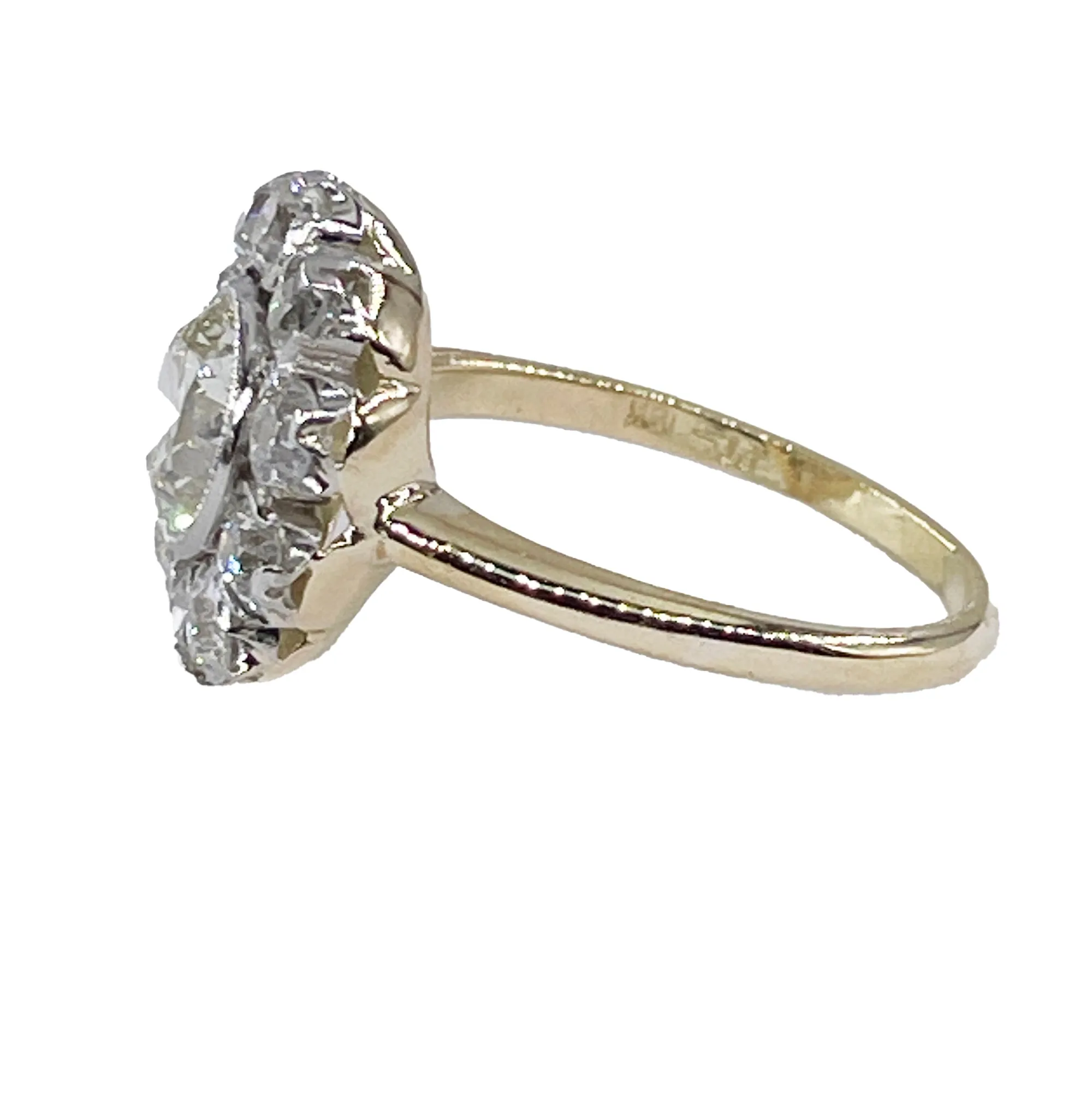 1900s GIA 2.58ctw Antique Edwardian OLD EUROPEAN Diamond Cocktail Cluster 18K Gold Platinum Ring