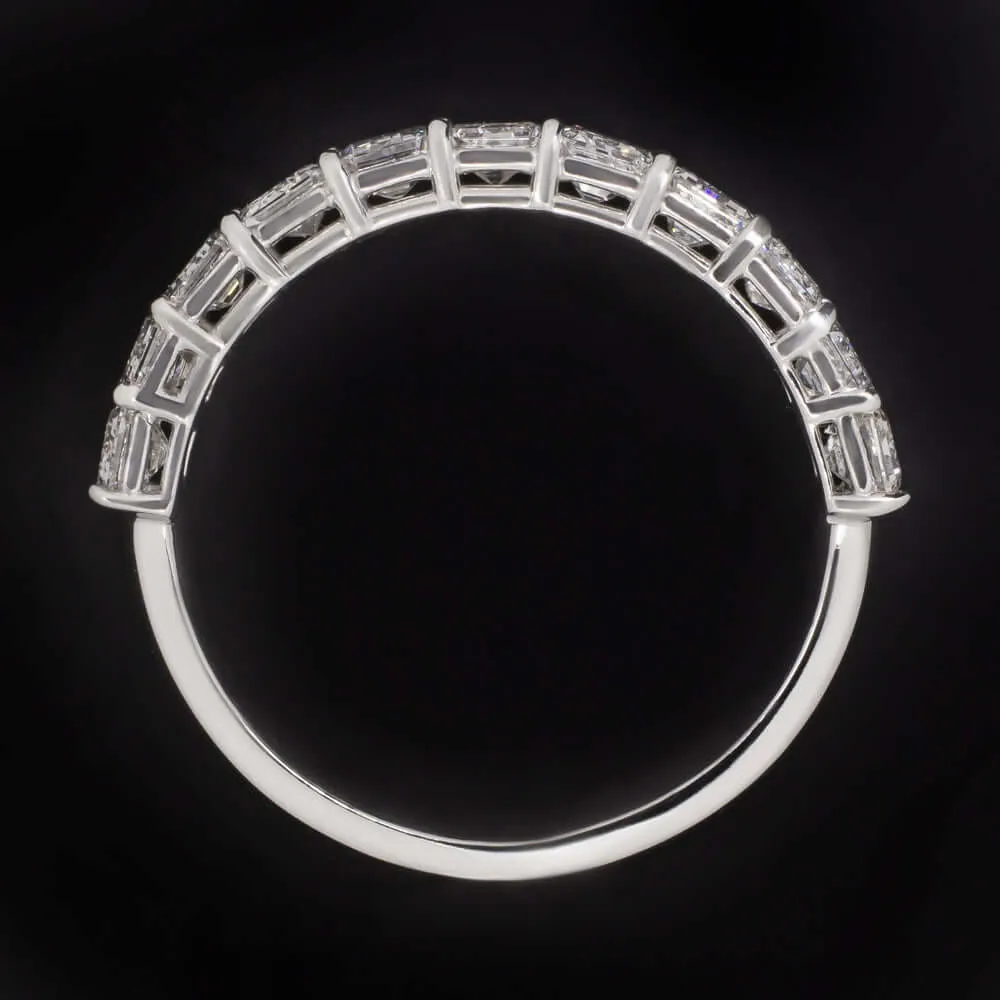 2 CARAT EMERALD CUT DIAMOND WEDDING BAND PLATINUM HALF ETERNITY RING BAGUETTE