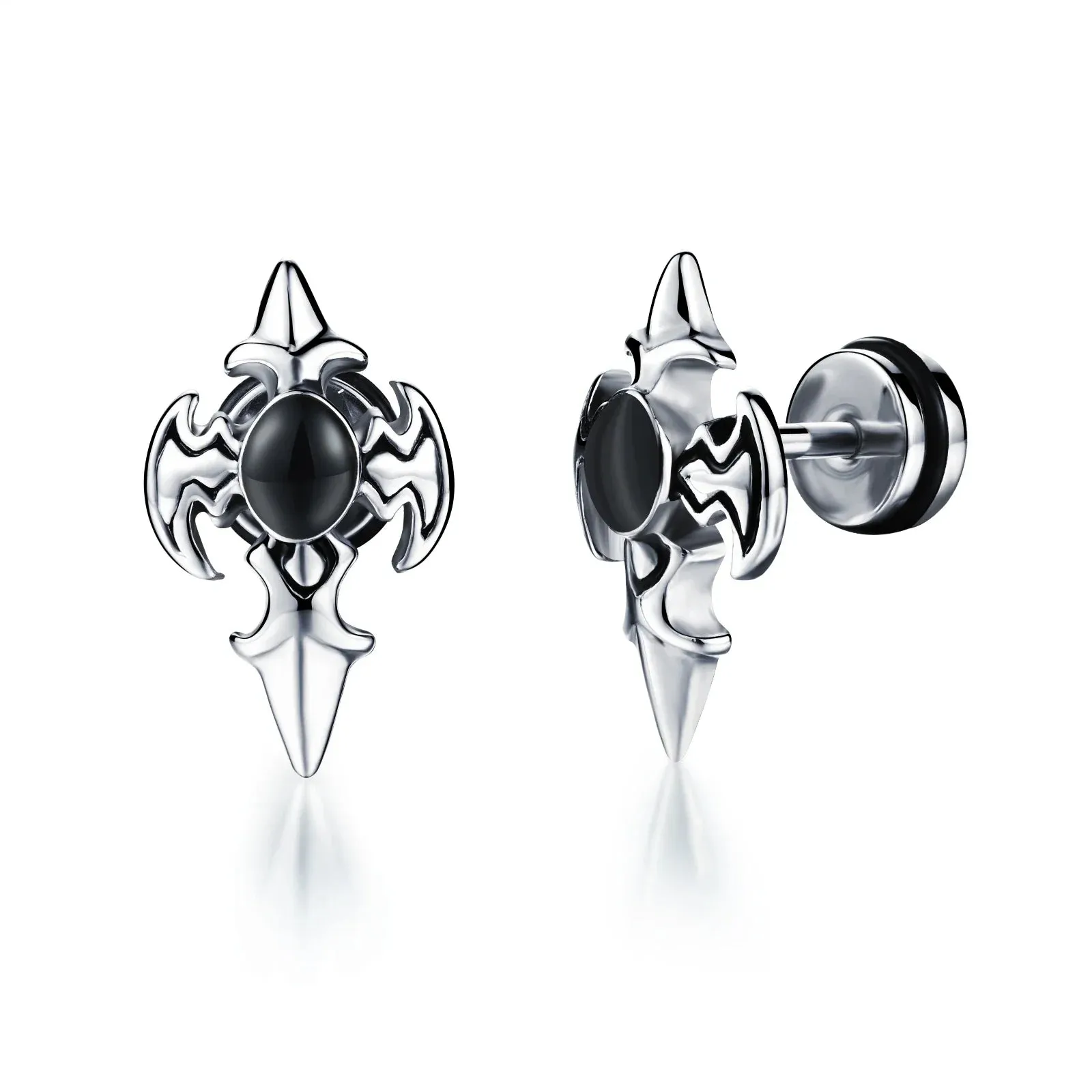 2023 Punk Stainless Surgical Steel Stud Earrings – Small Gothic Geometry, Skeleton Rock Zircon Jewelry for Women & Men