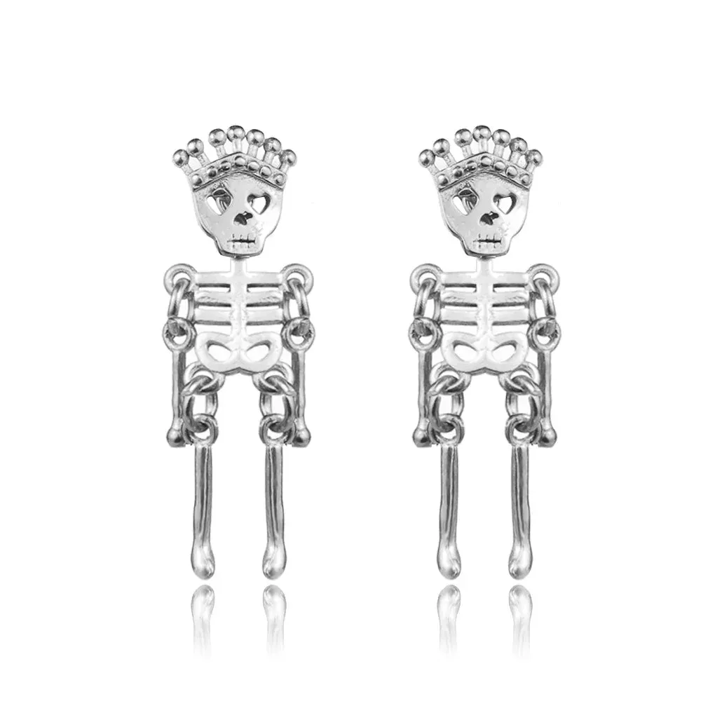 2023 Punk Stainless Surgical Steel Stud Earrings – Small Gothic Geometry, Skeleton Rock Zircon Jewelry for Women & Men