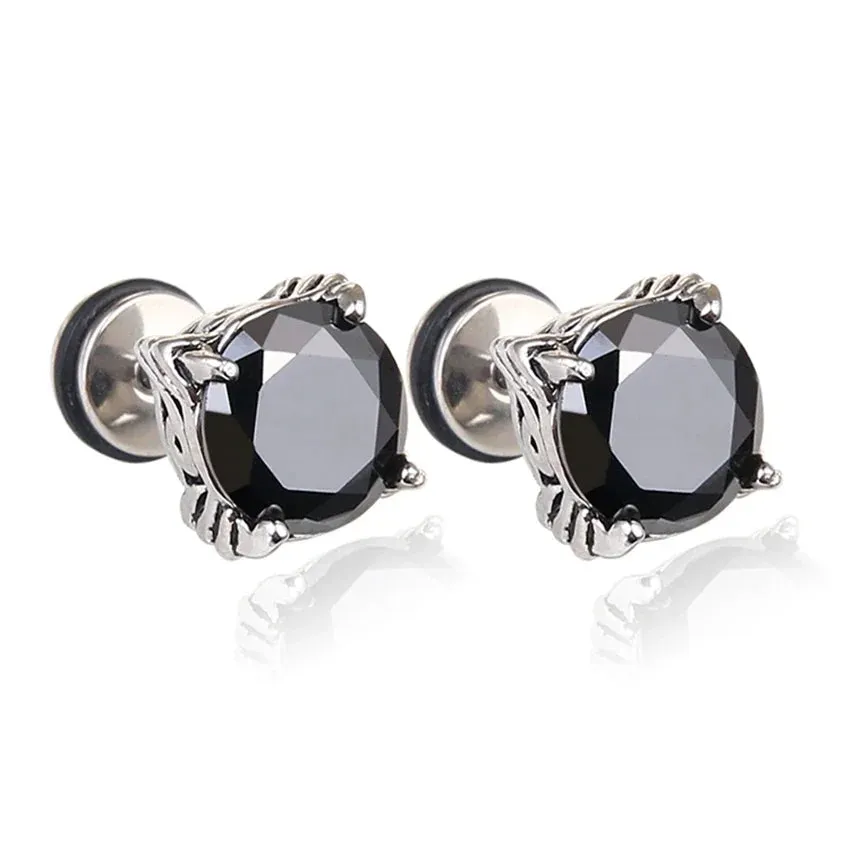 2023 Punk Stainless Surgical Steel Stud Earrings – Small Gothic Geometry, Skeleton Rock Zircon Jewelry for Women & Men