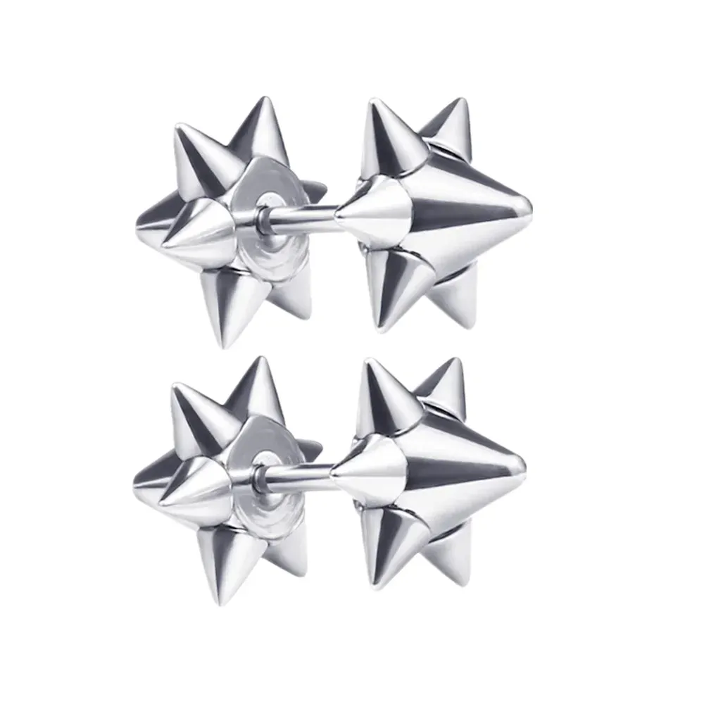 2023 Punk Stainless Surgical Steel Stud Earrings – Small Gothic Geometry, Skeleton Rock Zircon Jewelry for Women & Men