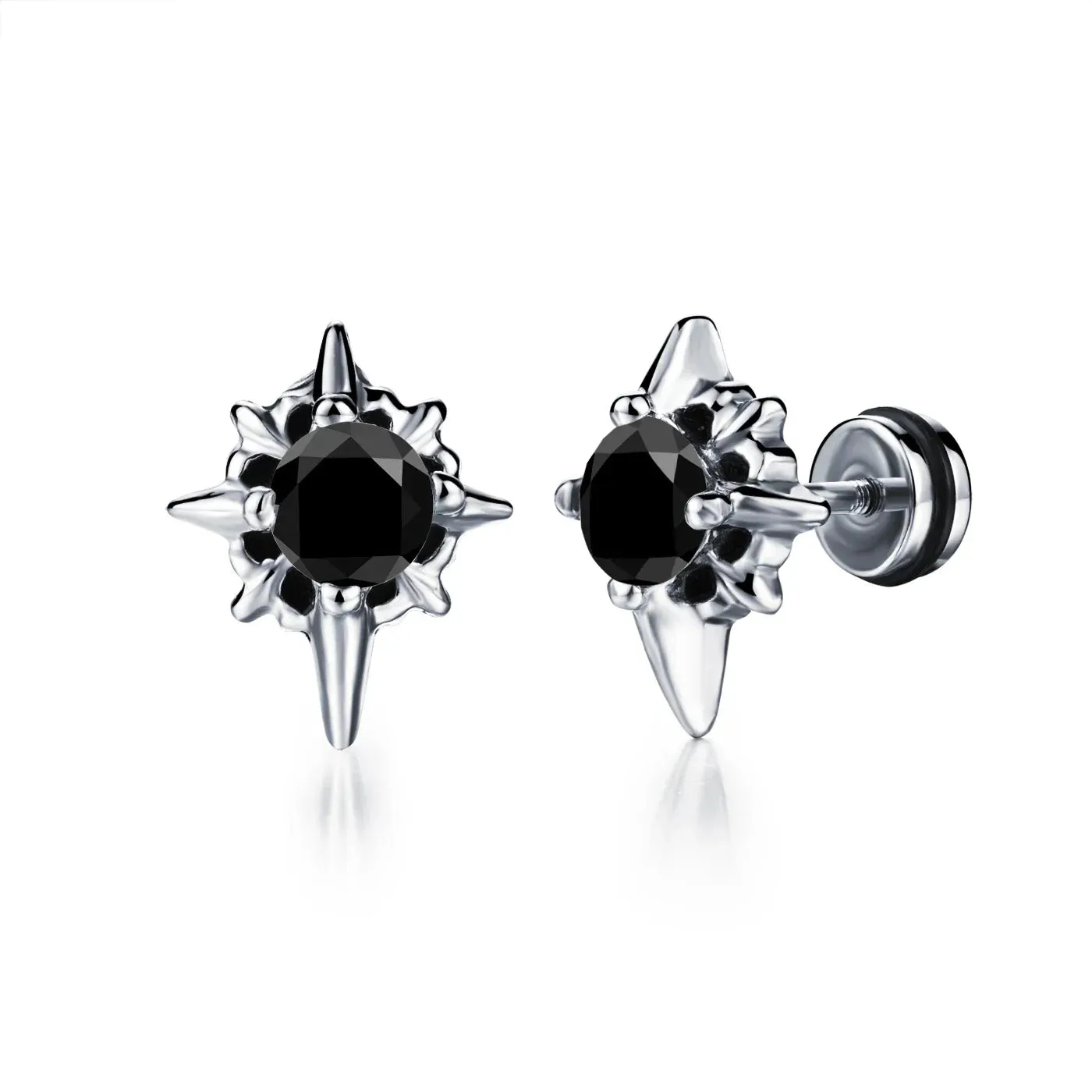 2023 Punk Stainless Surgical Steel Stud Earrings – Small Gothic Geometry, Skeleton Rock Zircon Jewelry for Women & Men