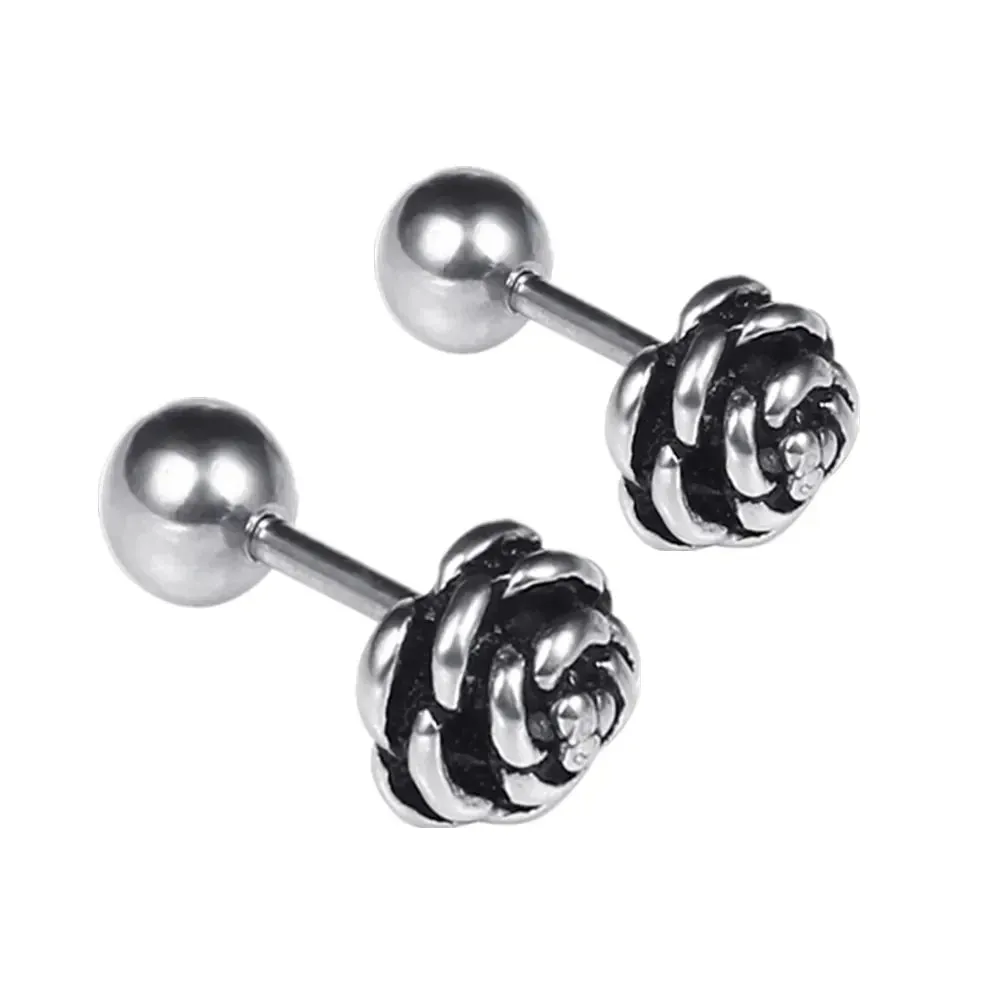 2023 Punk Stainless Surgical Steel Stud Earrings – Small Gothic Geometry, Skeleton Rock Zircon Jewelry for Women & Men