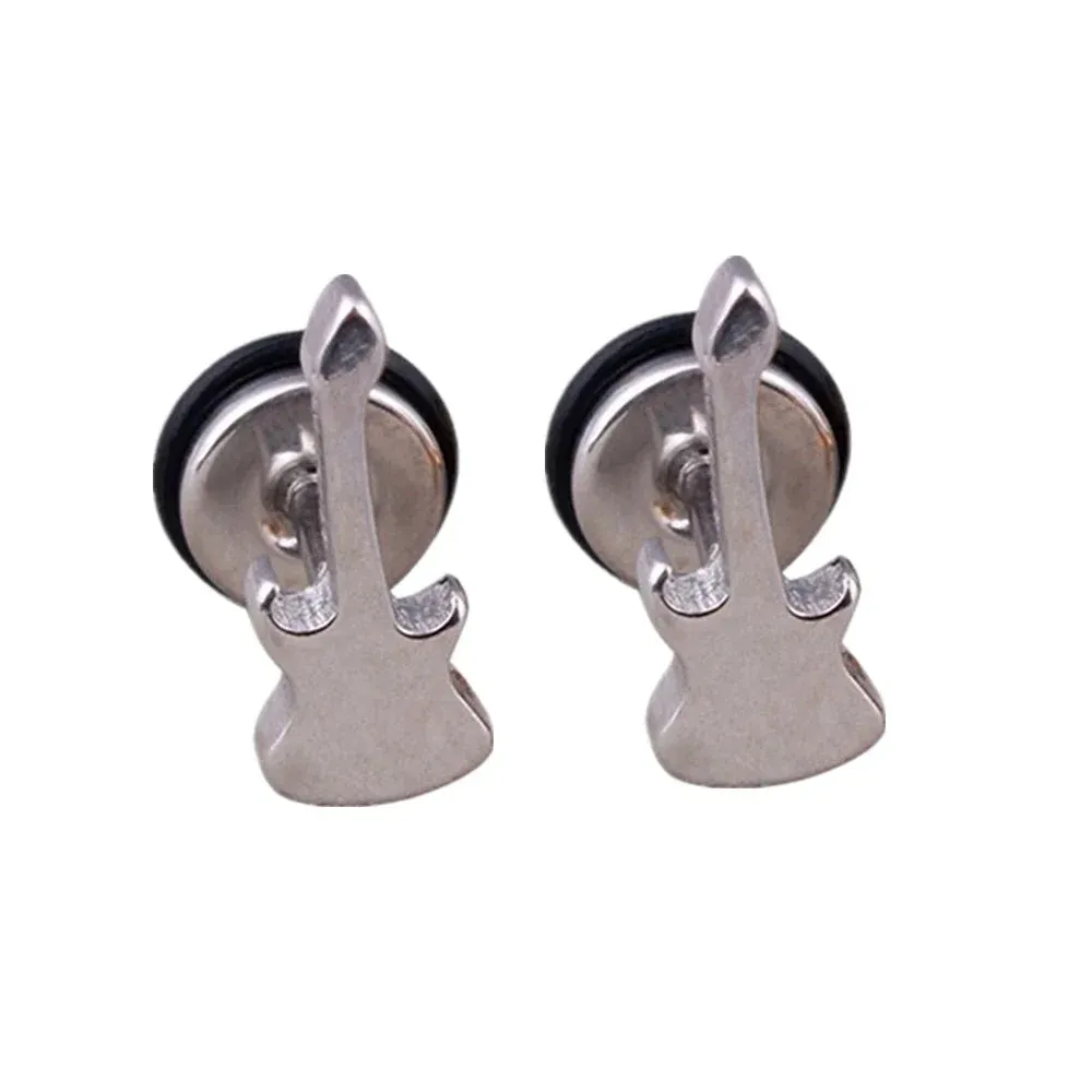 2023 Punk Stainless Surgical Steel Stud Earrings – Small Gothic Geometry, Skeleton Rock Zircon Jewelry for Women & Men