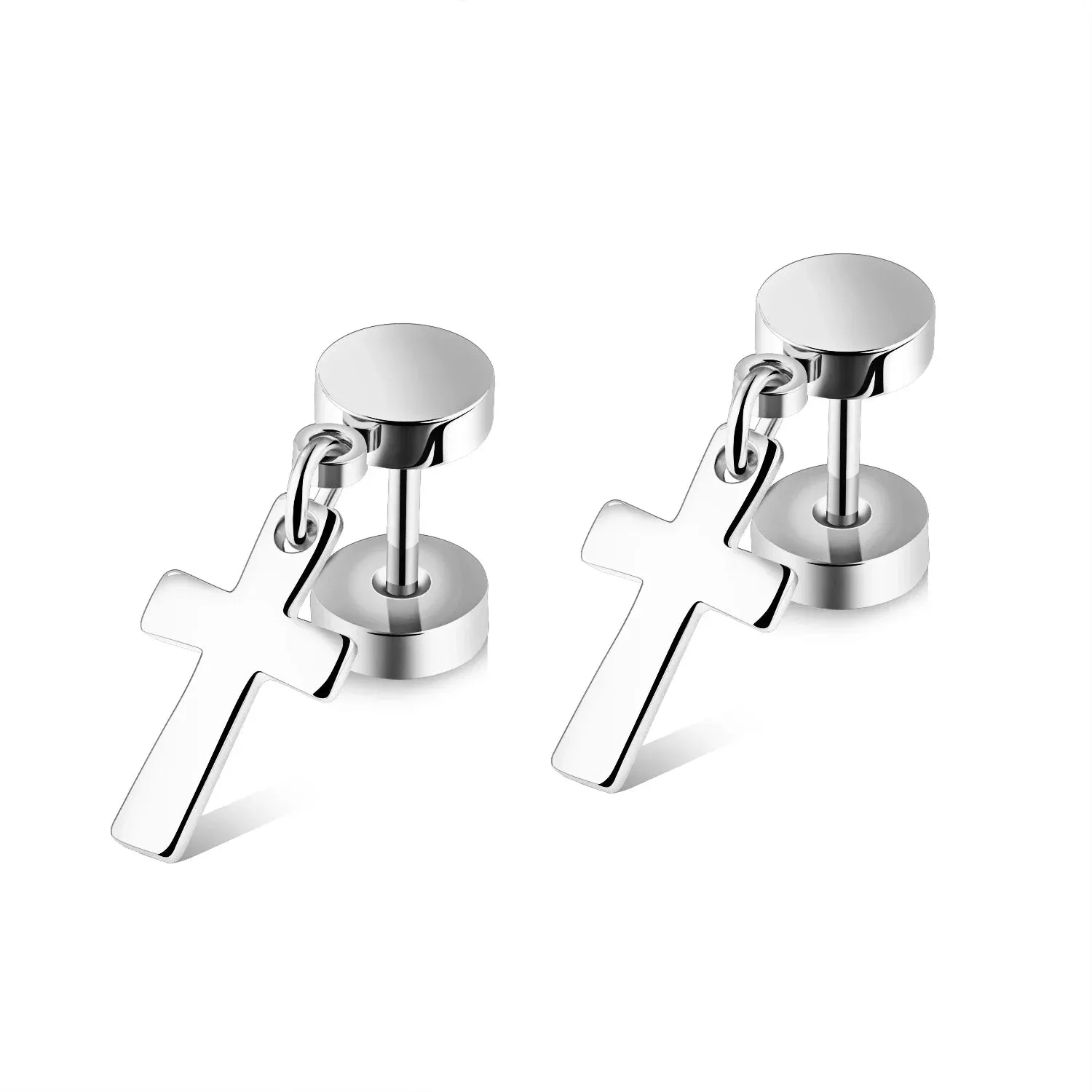 2023 Punk Stainless Surgical Steel Stud Earrings – Small Gothic Geometry, Skeleton Rock Zircon Jewelry for Women & Men