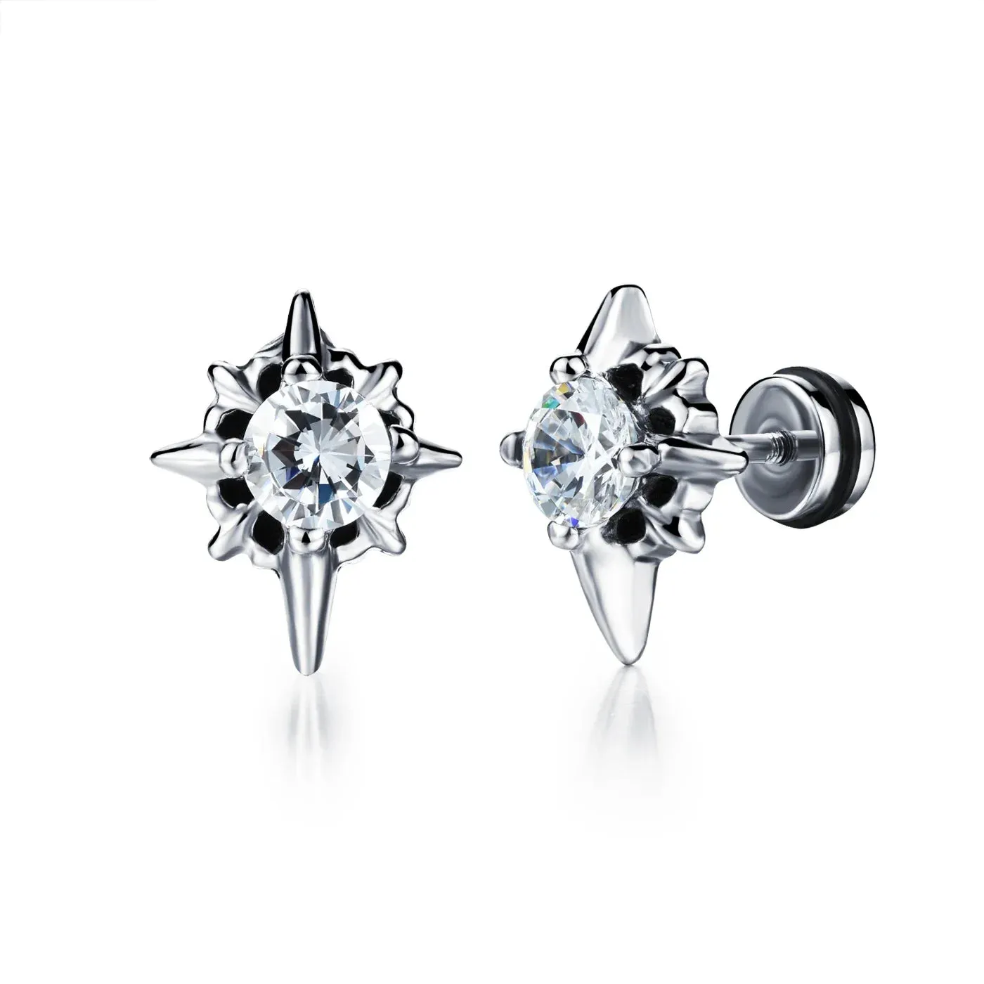 2023 Punk Stainless Surgical Steel Stud Earrings – Small Gothic Geometry, Skeleton Rock Zircon Jewelry for Women & Men