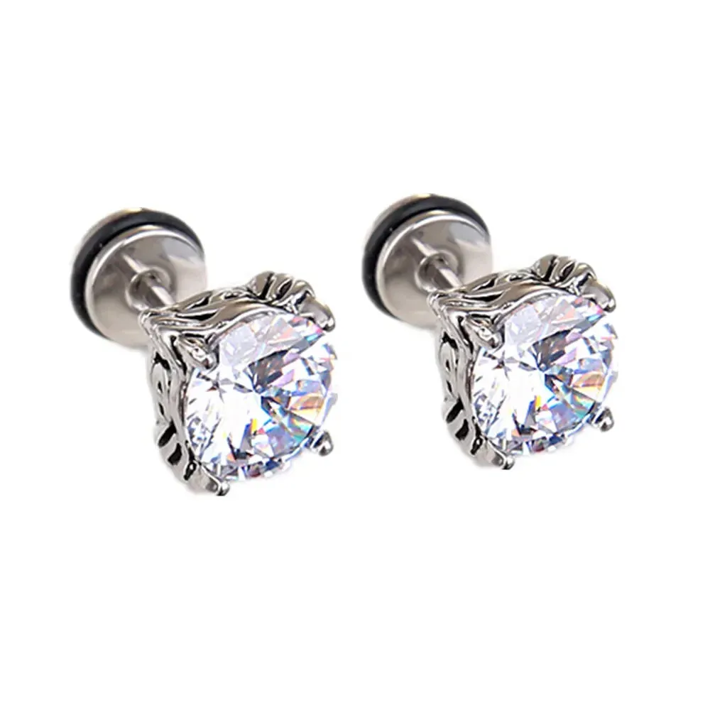2023 Punk Stainless Surgical Steel Stud Earrings – Small Gothic Geometry, Skeleton Rock Zircon Jewelry for Women & Men