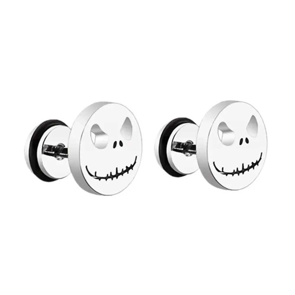 2023 Punk Stainless Surgical Steel Stud Earrings – Small Gothic Geometry, Skeleton Rock Zircon Jewelry for Women & Men