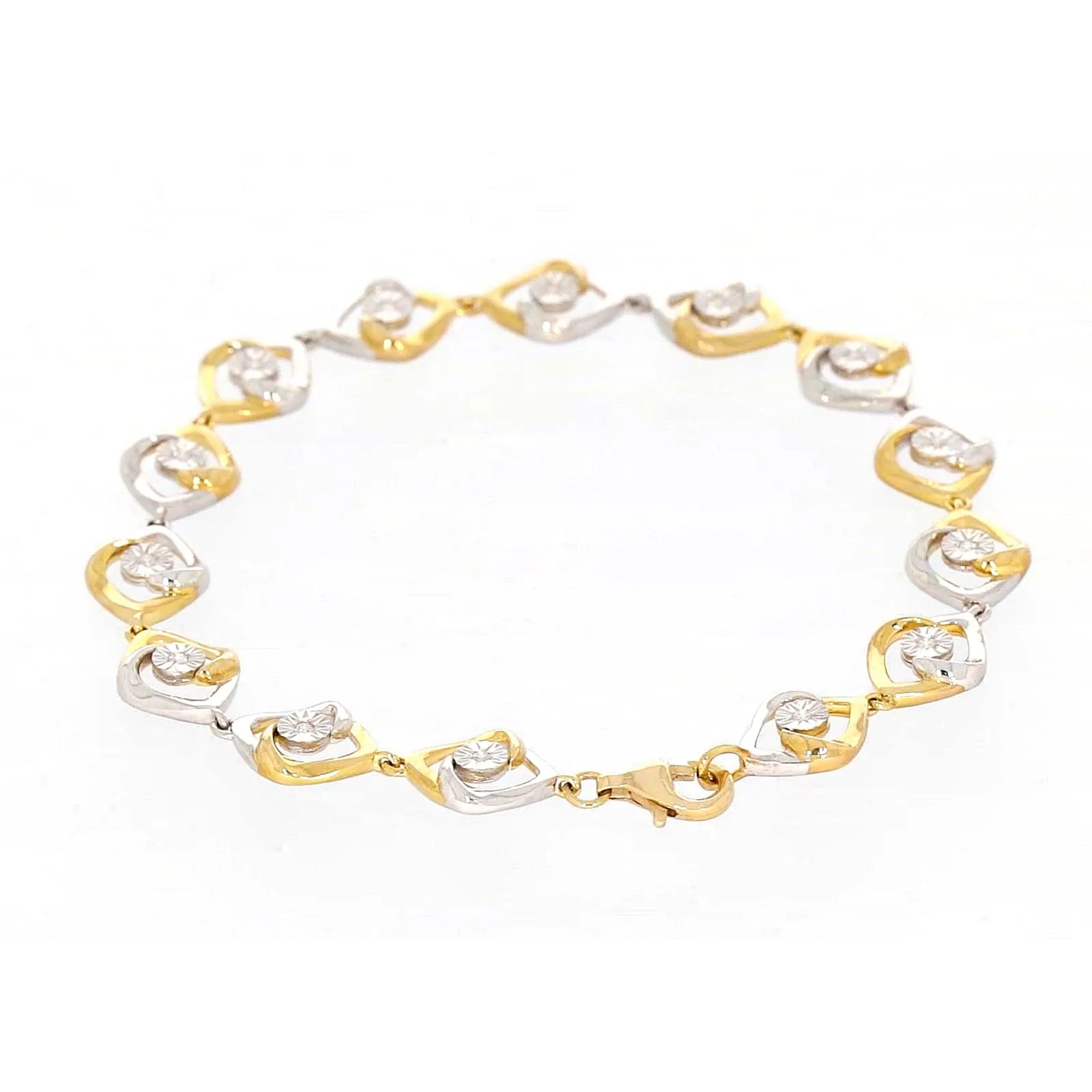 9ct Two Tone Gold with 0.12 CARAT tw of Diamonds Bracelet