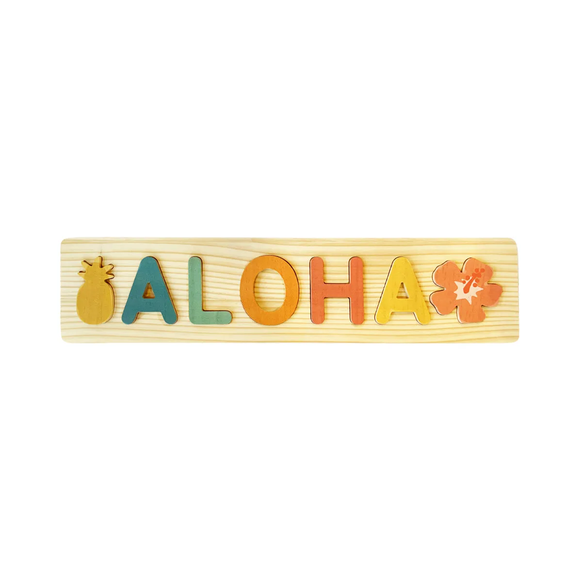 Aloha Wooden Puzzle, Pineapple and Coral Hibiscus