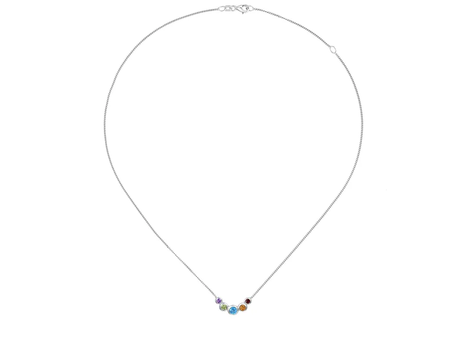 Amore Argento Sterling Silver Multi Gem Set Necklace