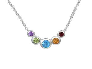Amore Argento Sterling Silver Multi Gem Set Necklace