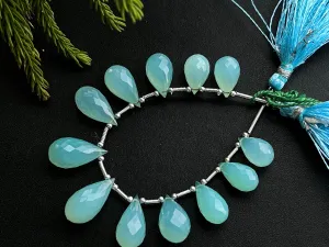 Aqua Blue Onyx Faceted Drops, 13 Pieces | 7x12mm to 9x14mm