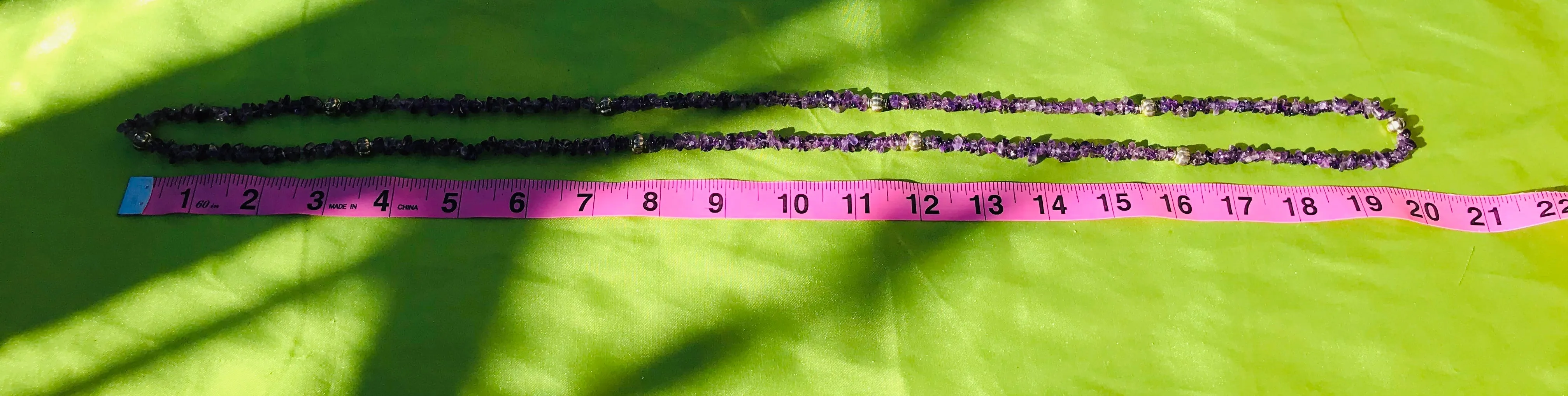 Artisan Handmade Purple Amethyst Gem Stone Silver Beaded Long Necklace