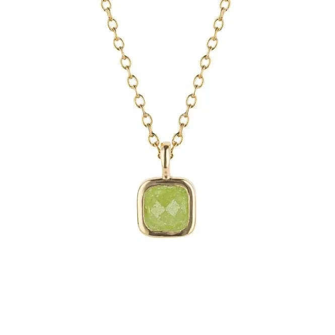 August Birthstone Olive Quartz Gold Plated Silver Necklace N4513