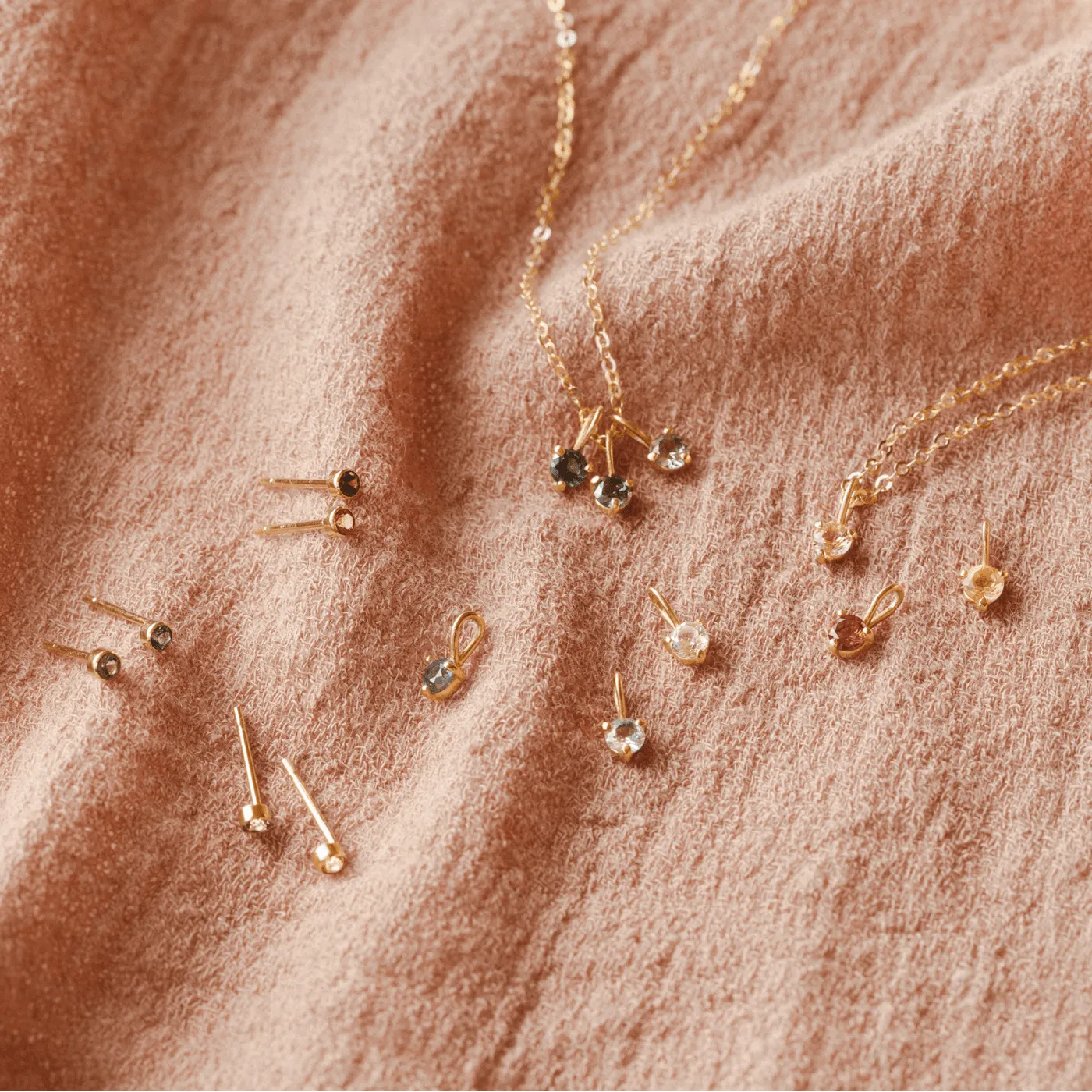 Aura Birthstone Necklace & Studs Set