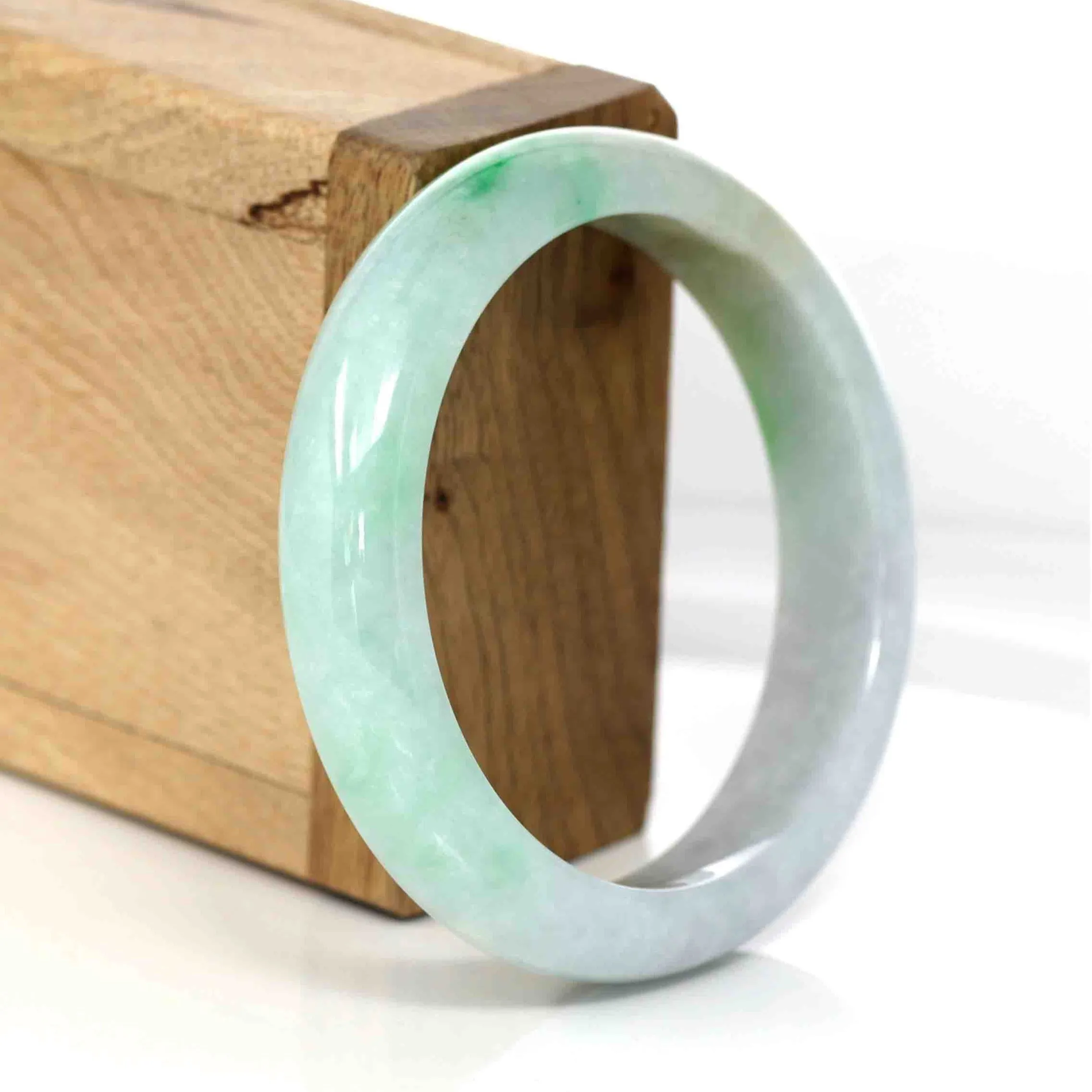 Baikalla's Classic High-quality Lavender & Yellow- Green Natural Burmese Jadeite Jade Bangle (54.32 mm) #295