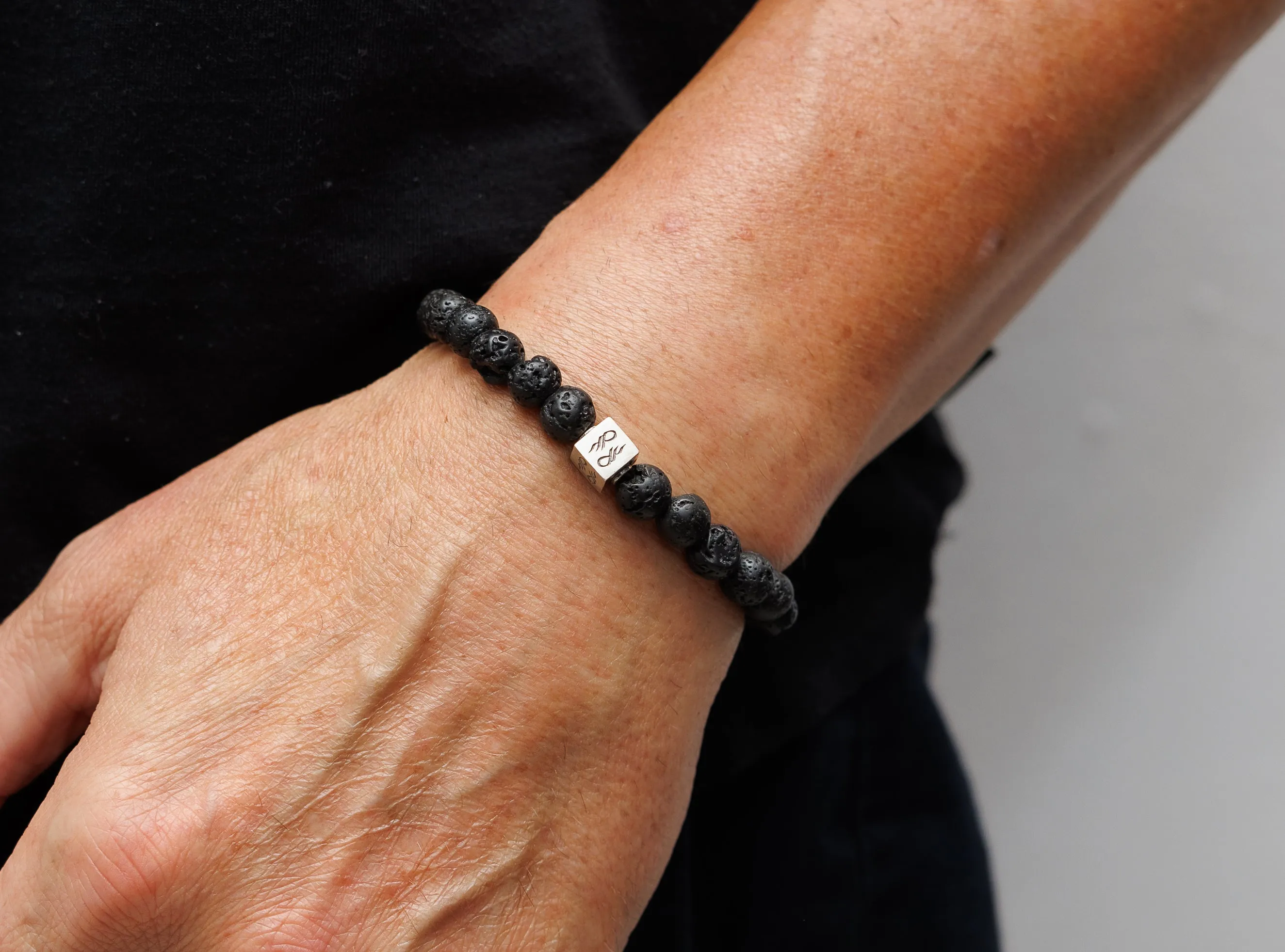 Black Lava Centerpiece Natural Gemstone Bracelet