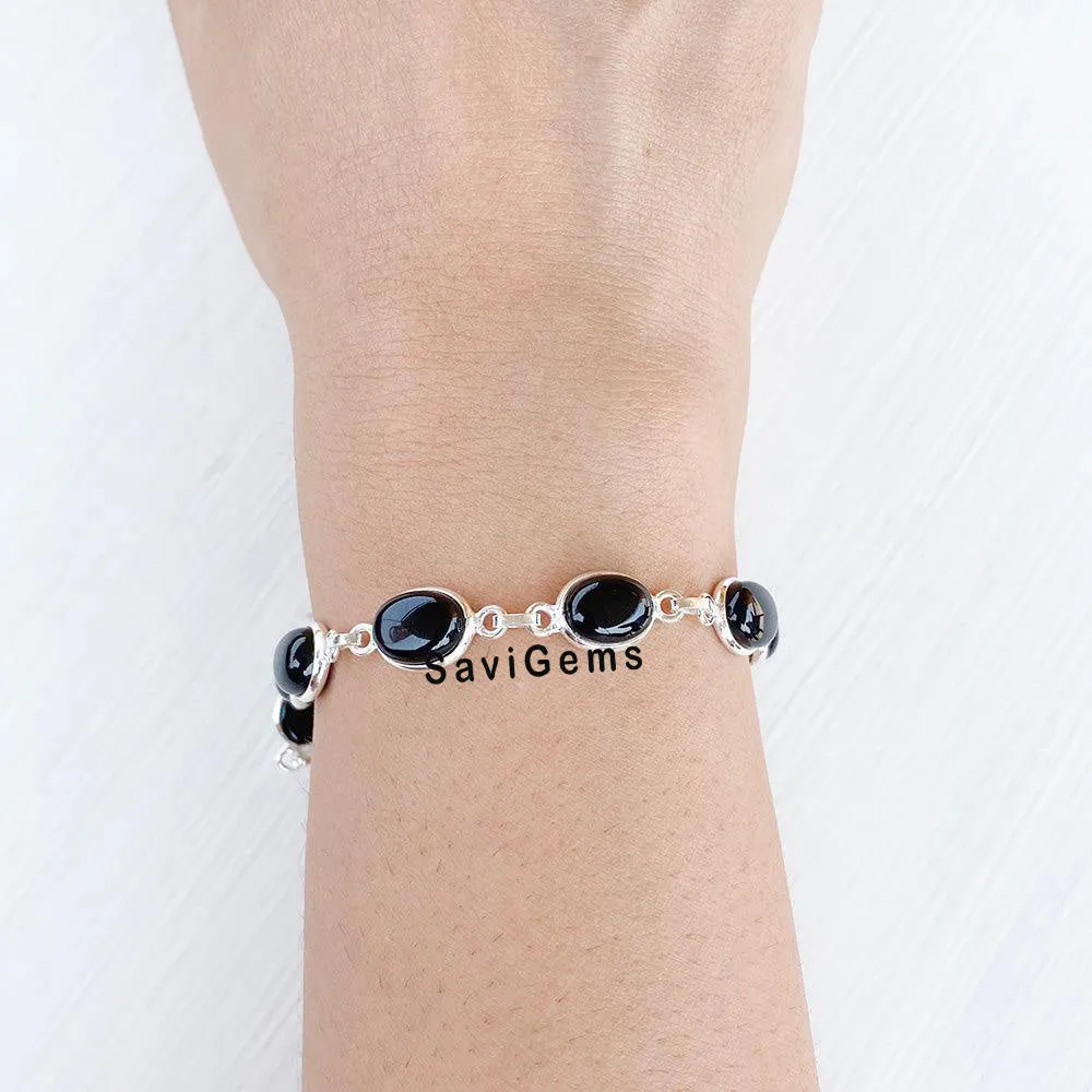 Black Onyx 925 Sterling Silver Bracelet
