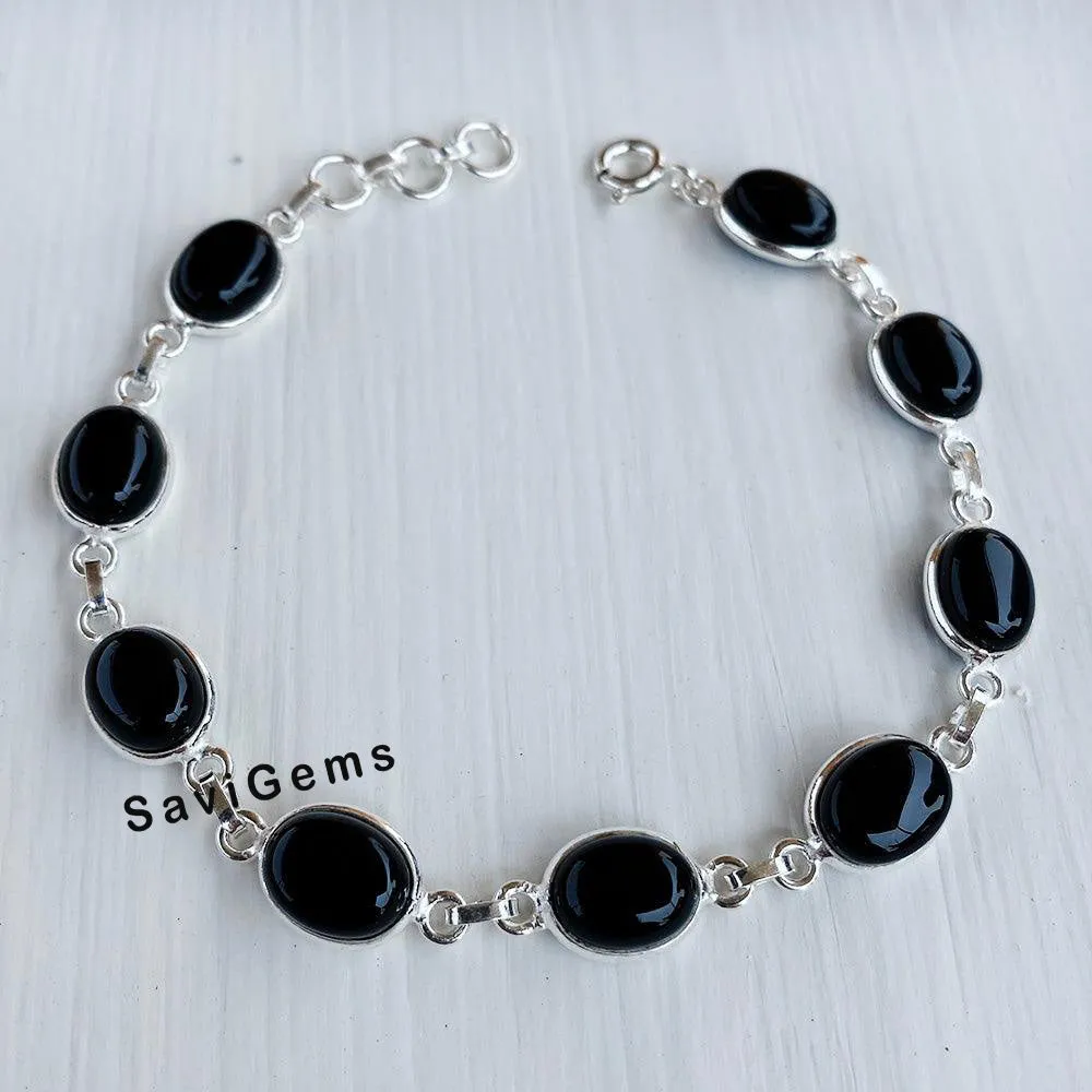 Black Onyx 925 Sterling Silver Bracelet