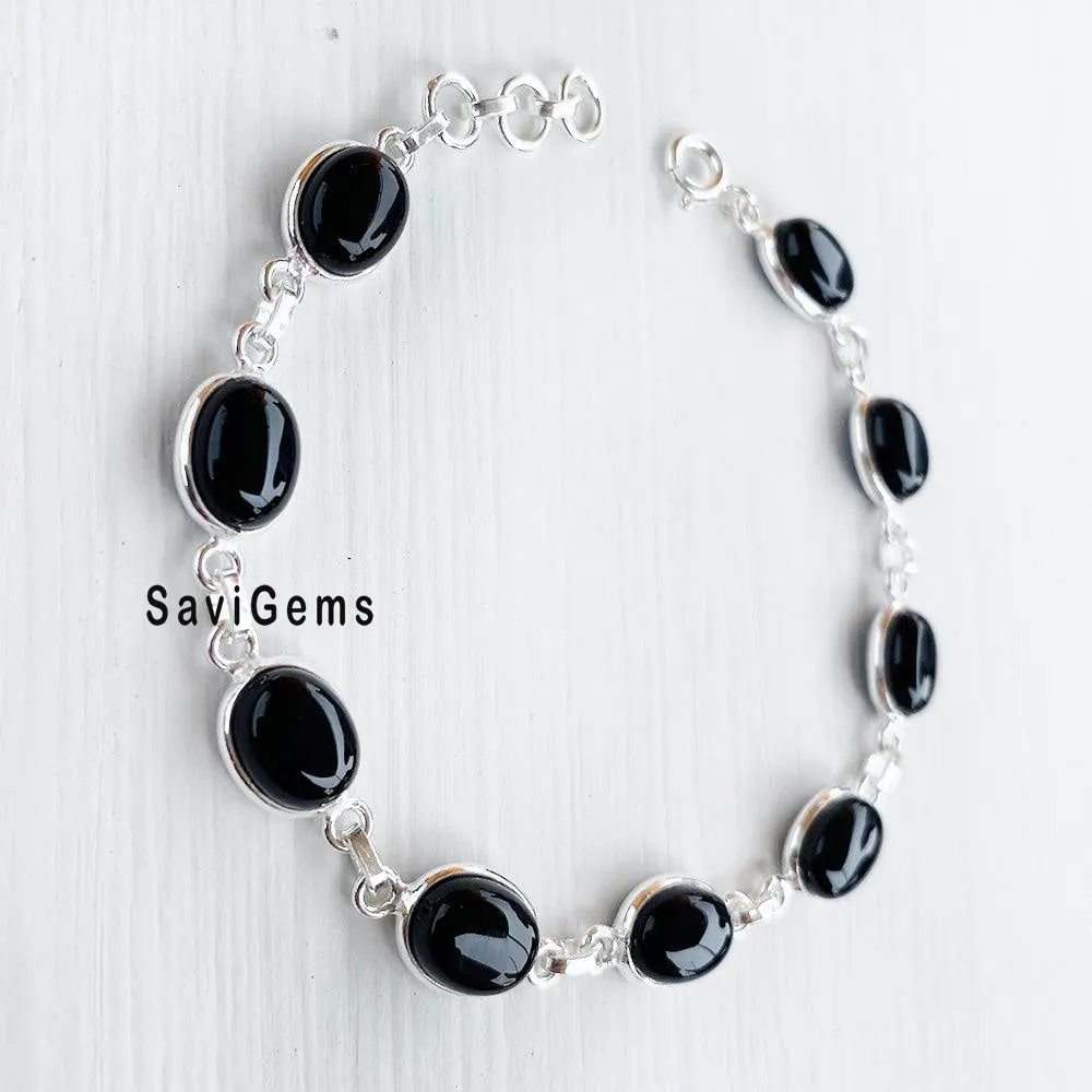 Black Onyx 925 Sterling Silver Bracelet