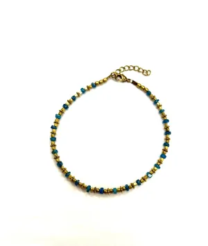 Bracelet de cheville RI36 - Lapis lazuli or - Rouge Import