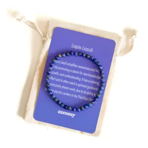 Brilliant Blue Lapis Lazuli Healing Crystal Energy Bracelet with Natural 4mm Gemstones and Hypoallergenic 14k Gold Filled Bead