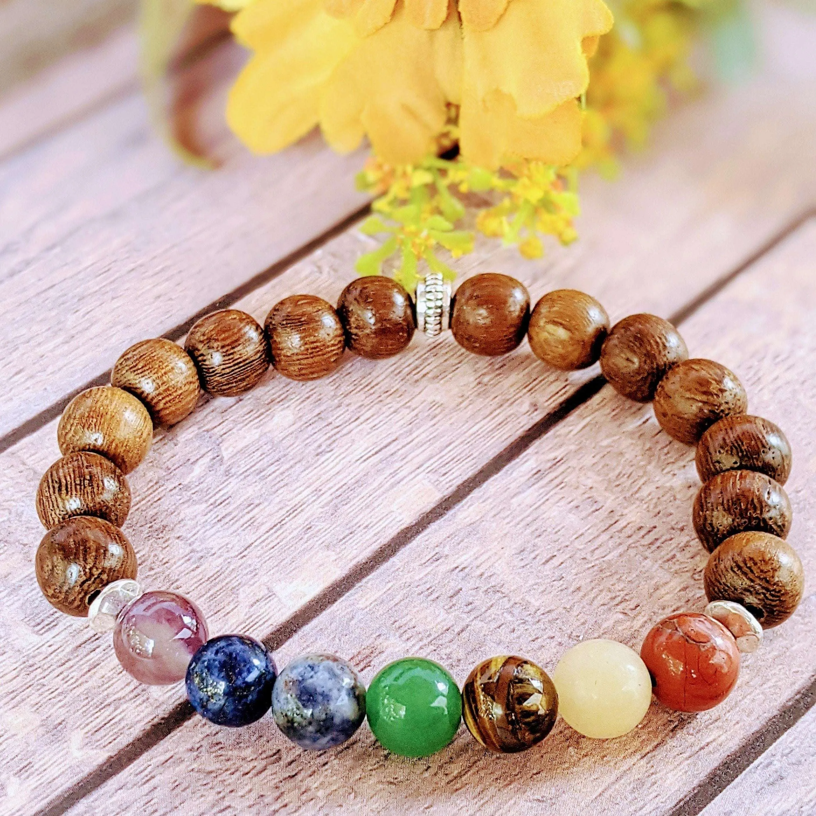 Chakra Coconut Bead Diffuser Bracelet - Energy & Balance