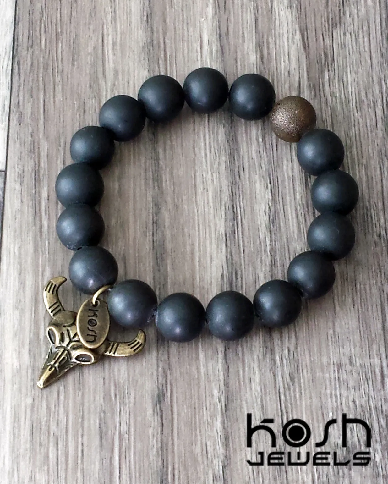 CHARM SERIES - 12mm MATTE ONYX & RAM HEAD