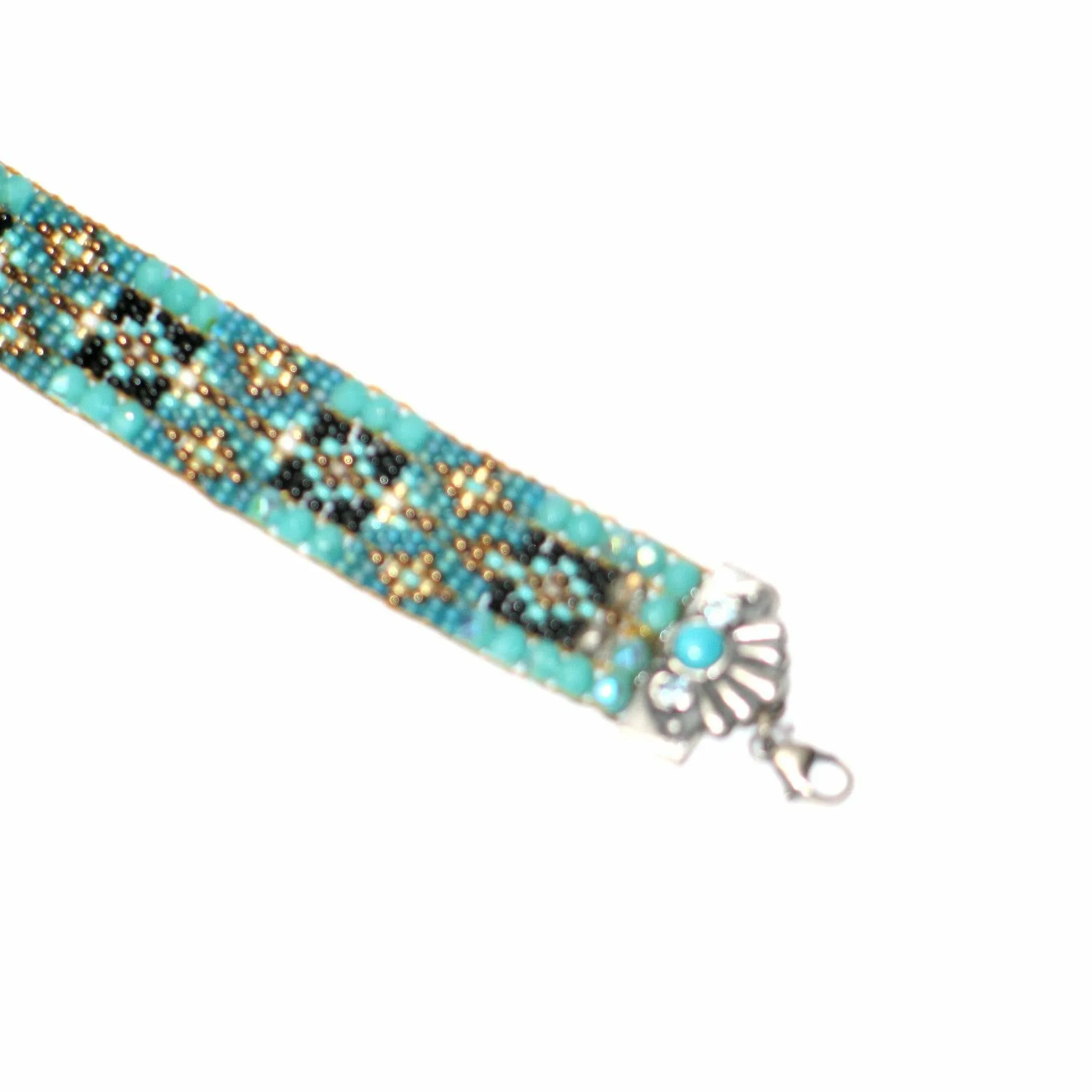 Chili Rose Teal Charmer Flower Gem Bracelet