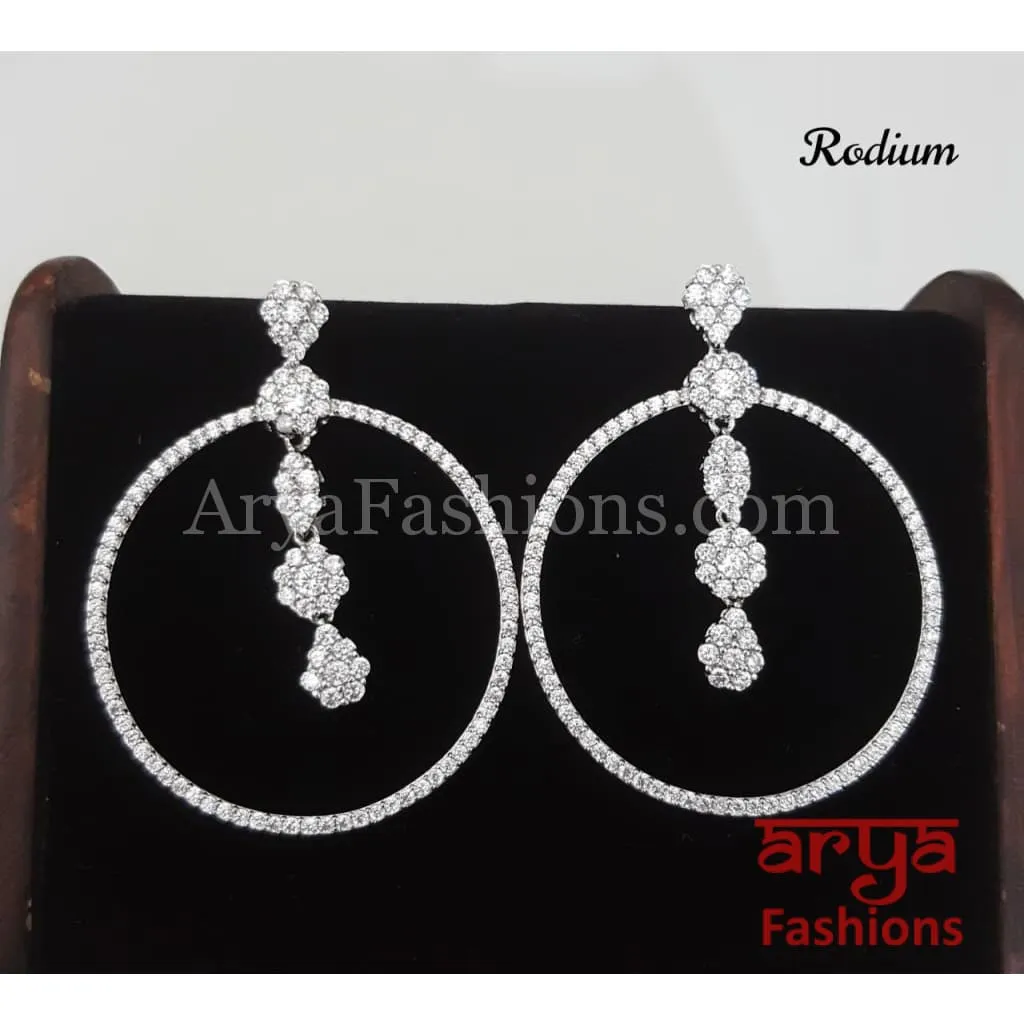 Claire Cubic Zirconia Golden and Silver Round Bali Earrings