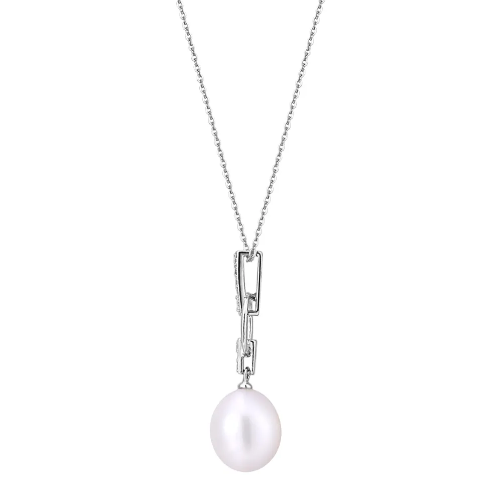 Cultured freshwater pearl drop necklace in sterling silver