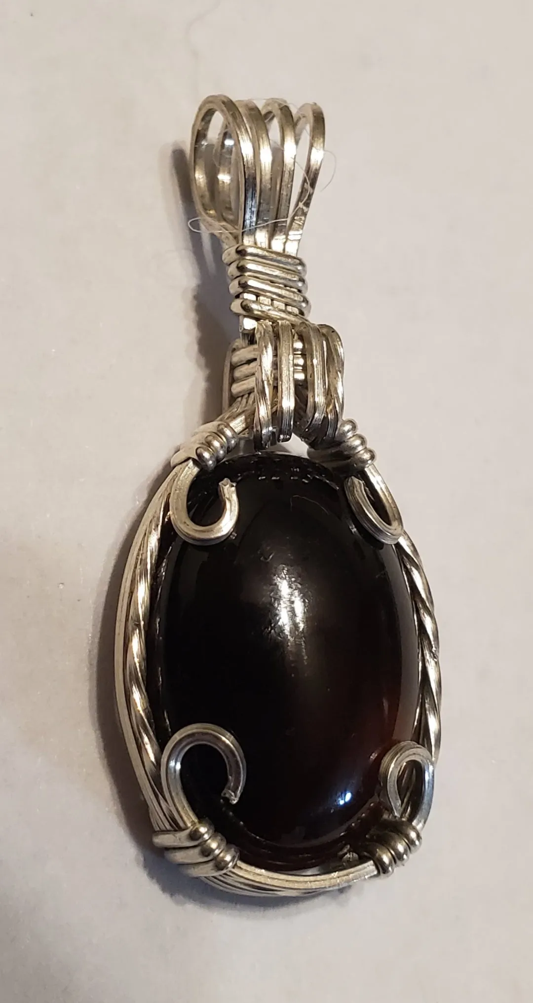 Custom Wire Wrapped Black Onyx Necklace/Pendant Sterling Silver