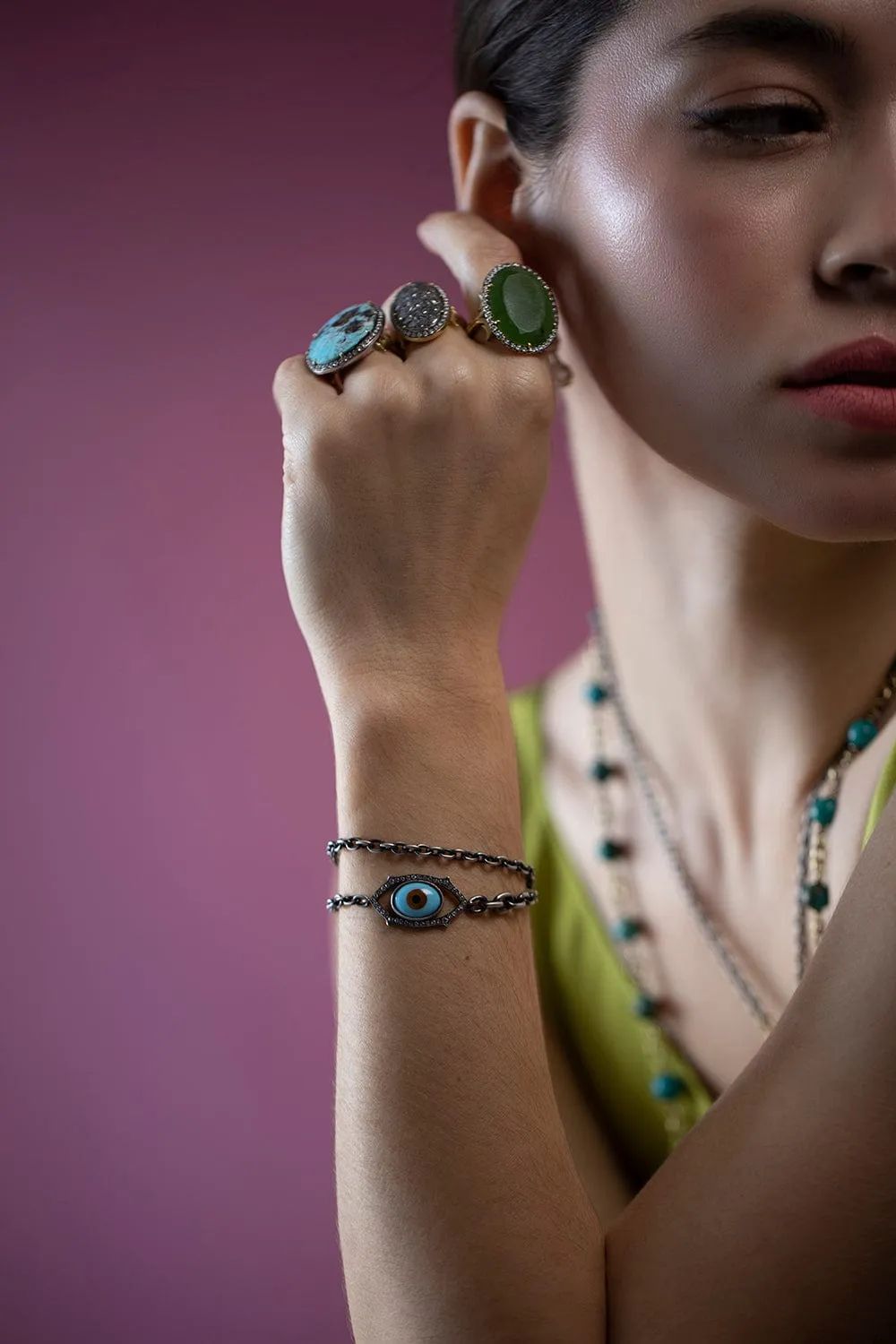 Double Wrap Evil Eye Bracelet