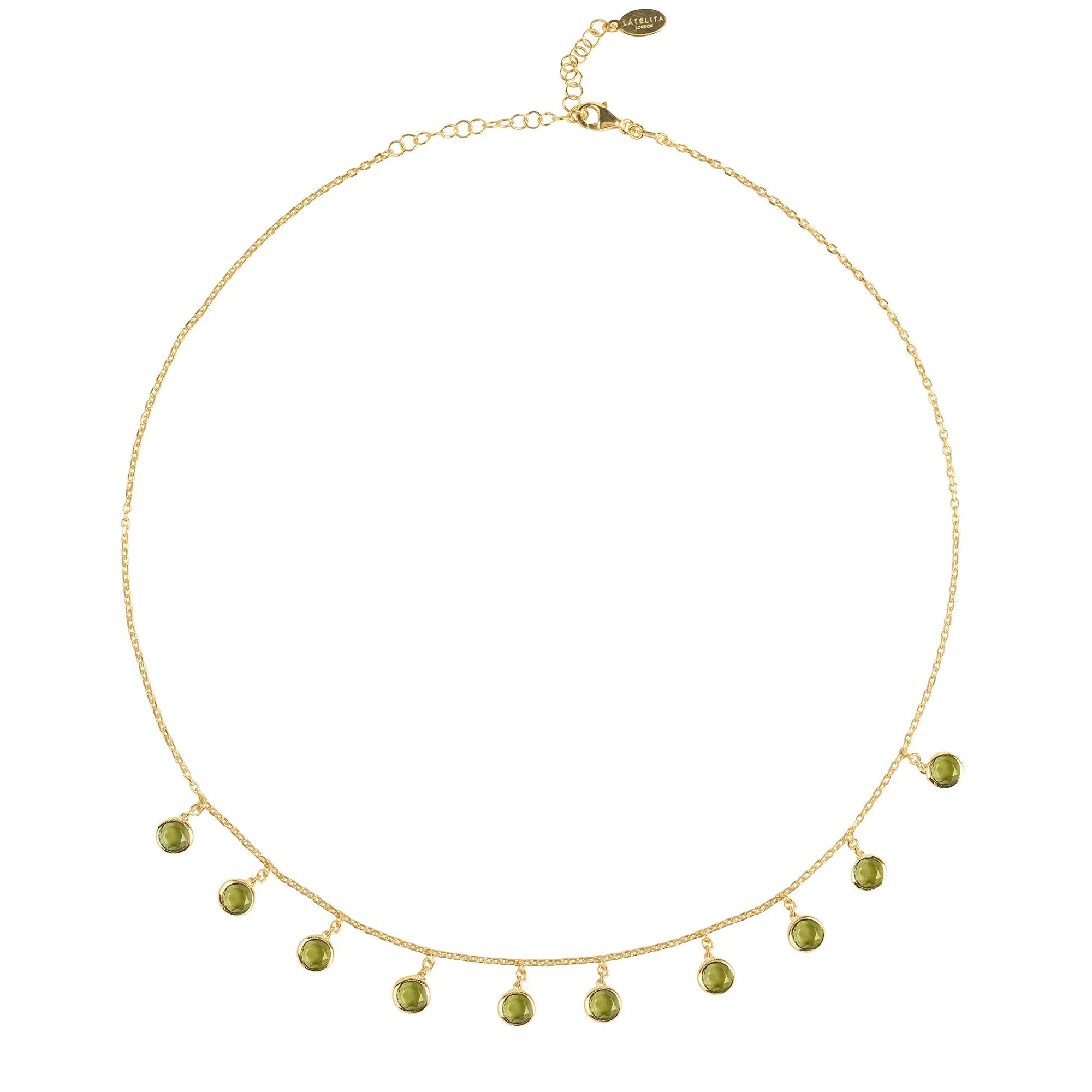 Florence Round Gemstone Necklace Gold Peridot