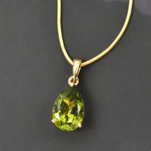Genuine Peridot Pendant, Solitaire Pendant, August Birthstone Necklace, 925 Sterling Silver, Peridot Gold Necklace, Gift for her