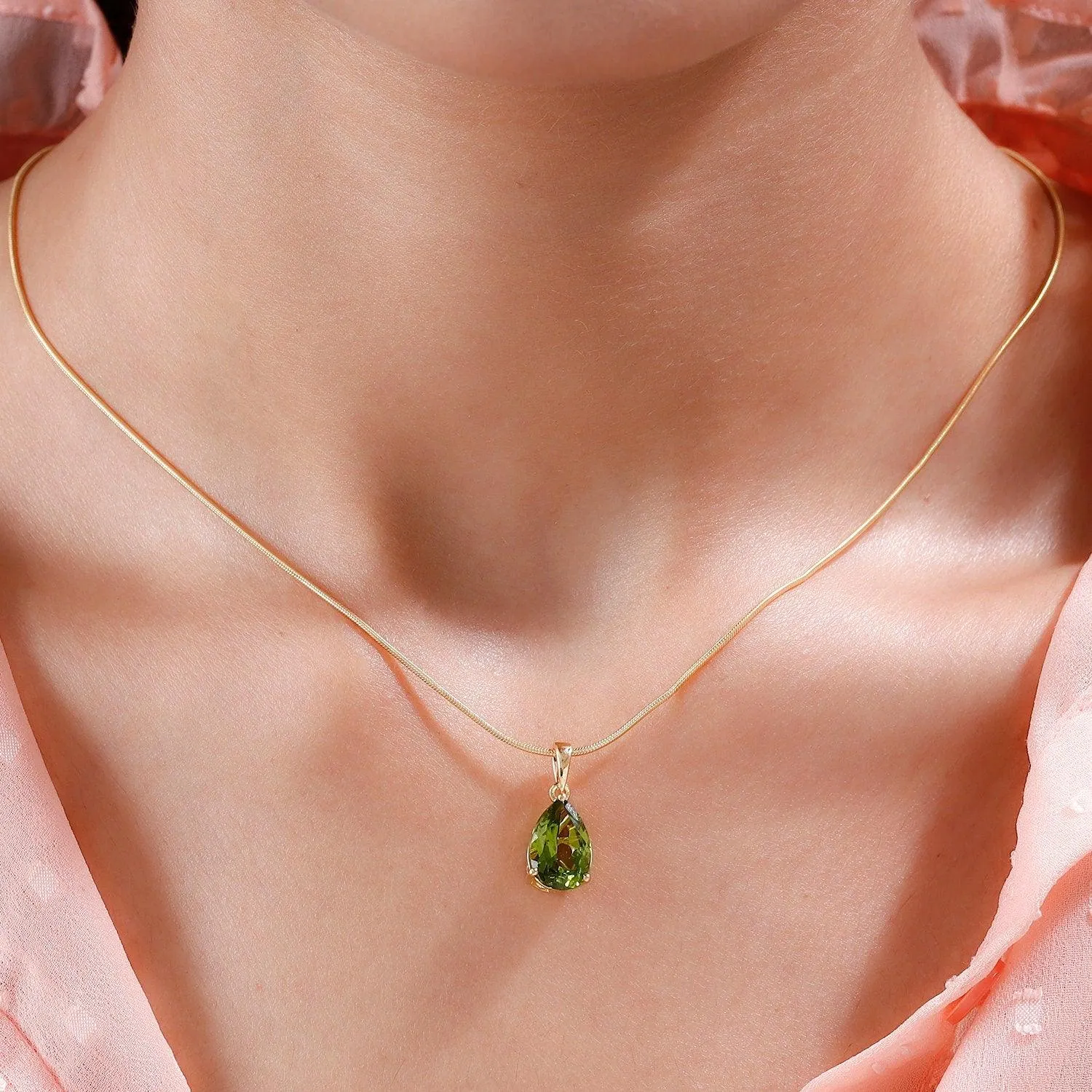 Genuine Peridot Pendant, Solitaire Pendant, August Birthstone Necklace, 925 Sterling Silver, Peridot Gold Necklace, Gift for her