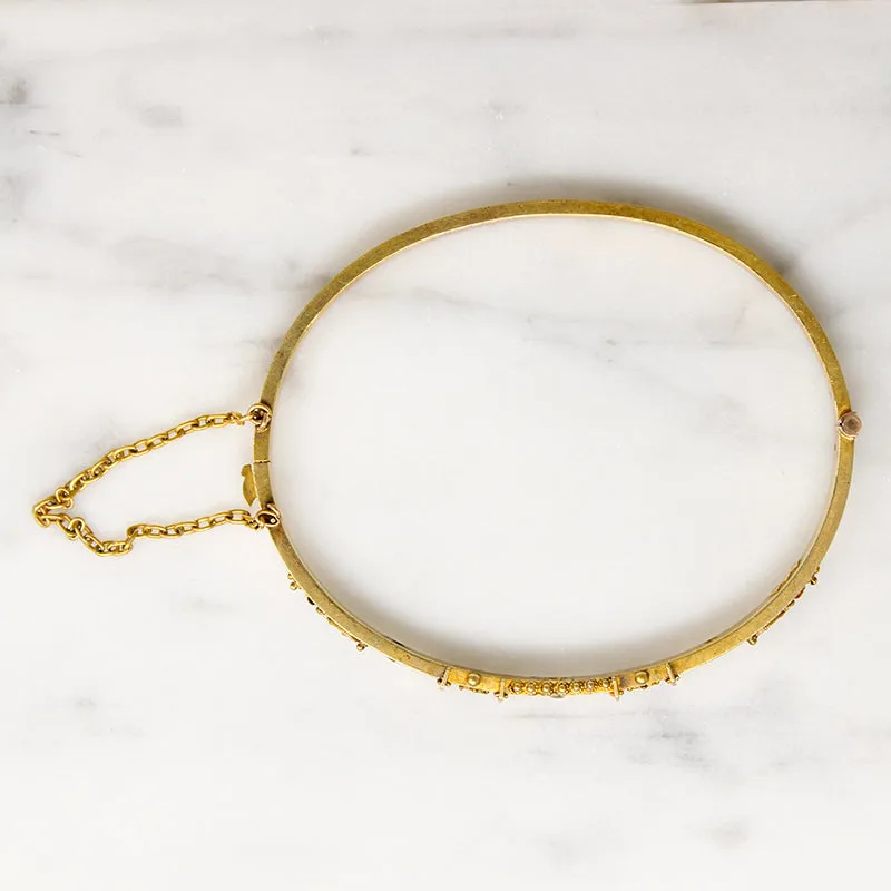 Grand Period 15ct Gold Bangle with Diamonds