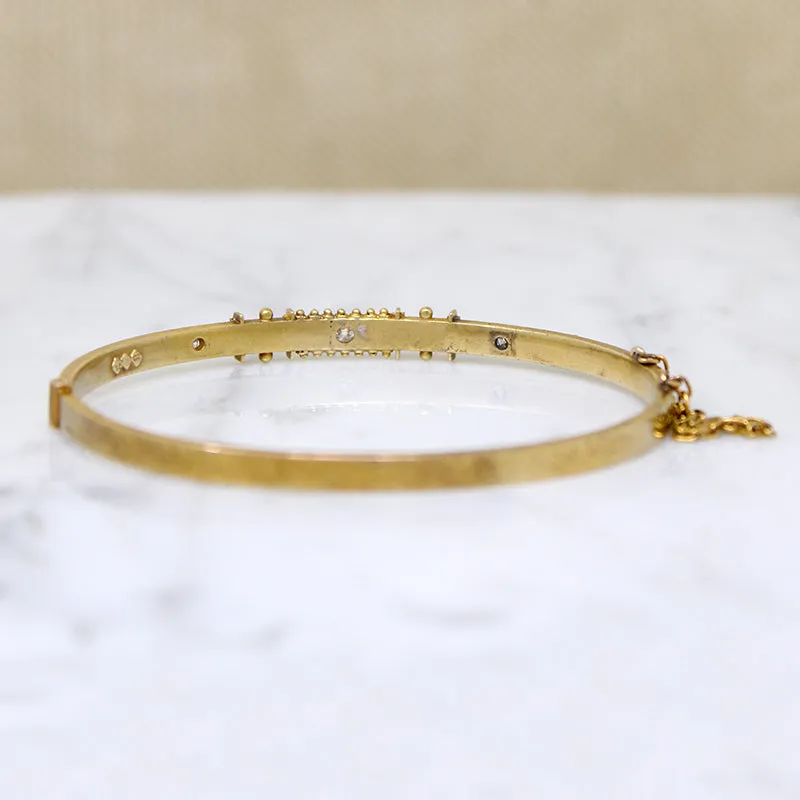 Grand Period 15ct Gold Bangle with Diamonds