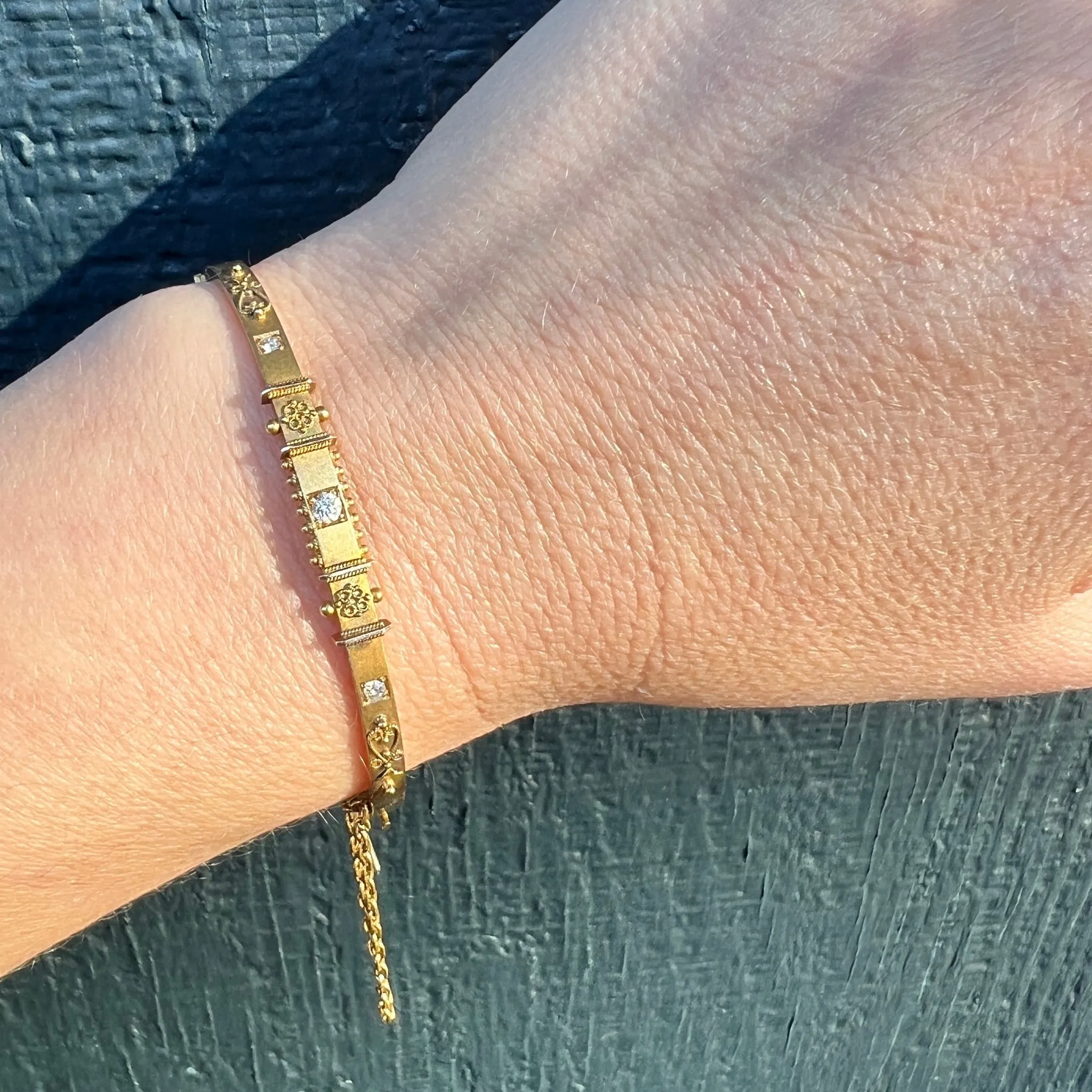 Grand Period 15ct Gold Bangle with Diamonds