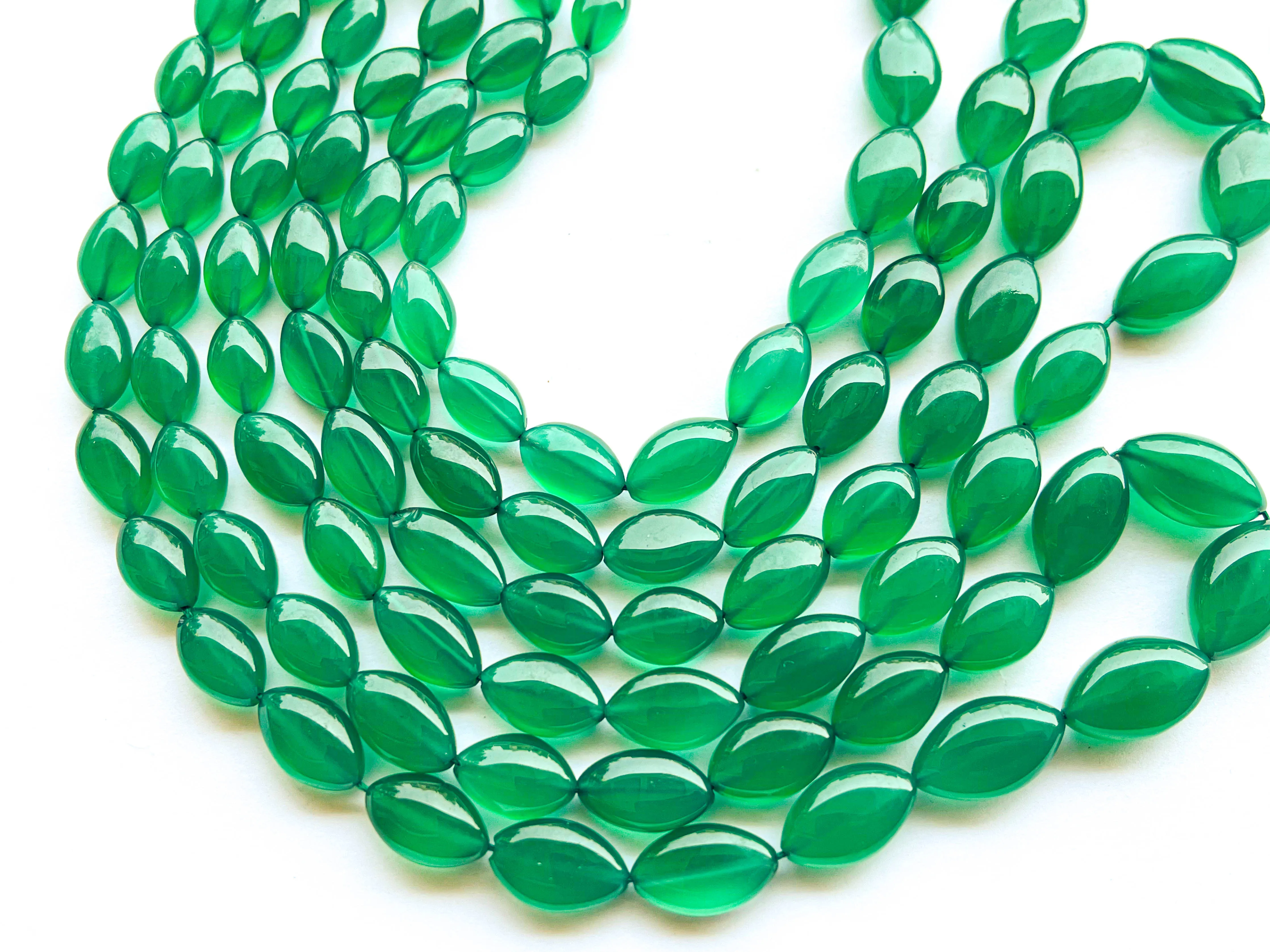 Green Onyx Marquise Shape Smooth Beads