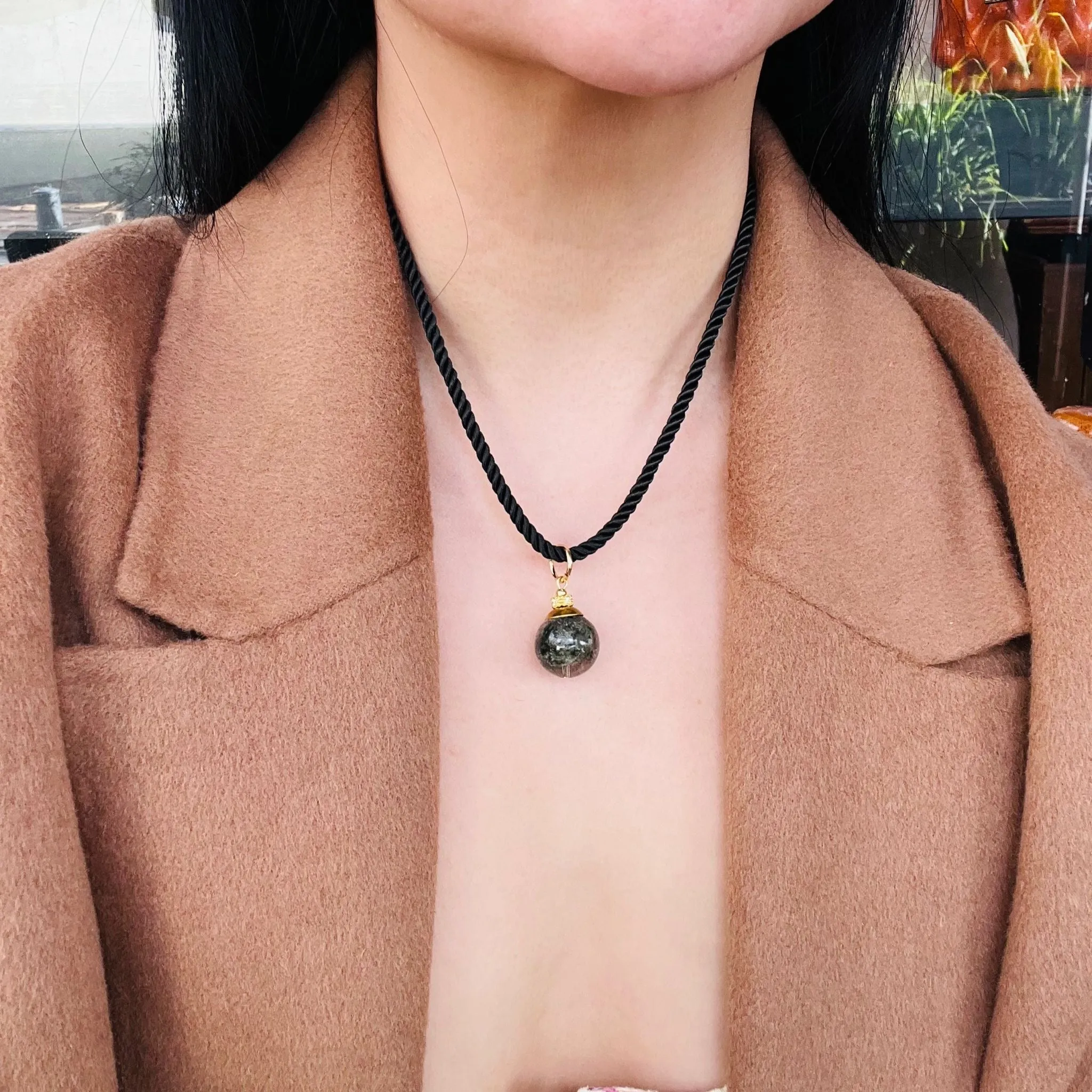 Green Phantom Quartz Silk Twist Necklace