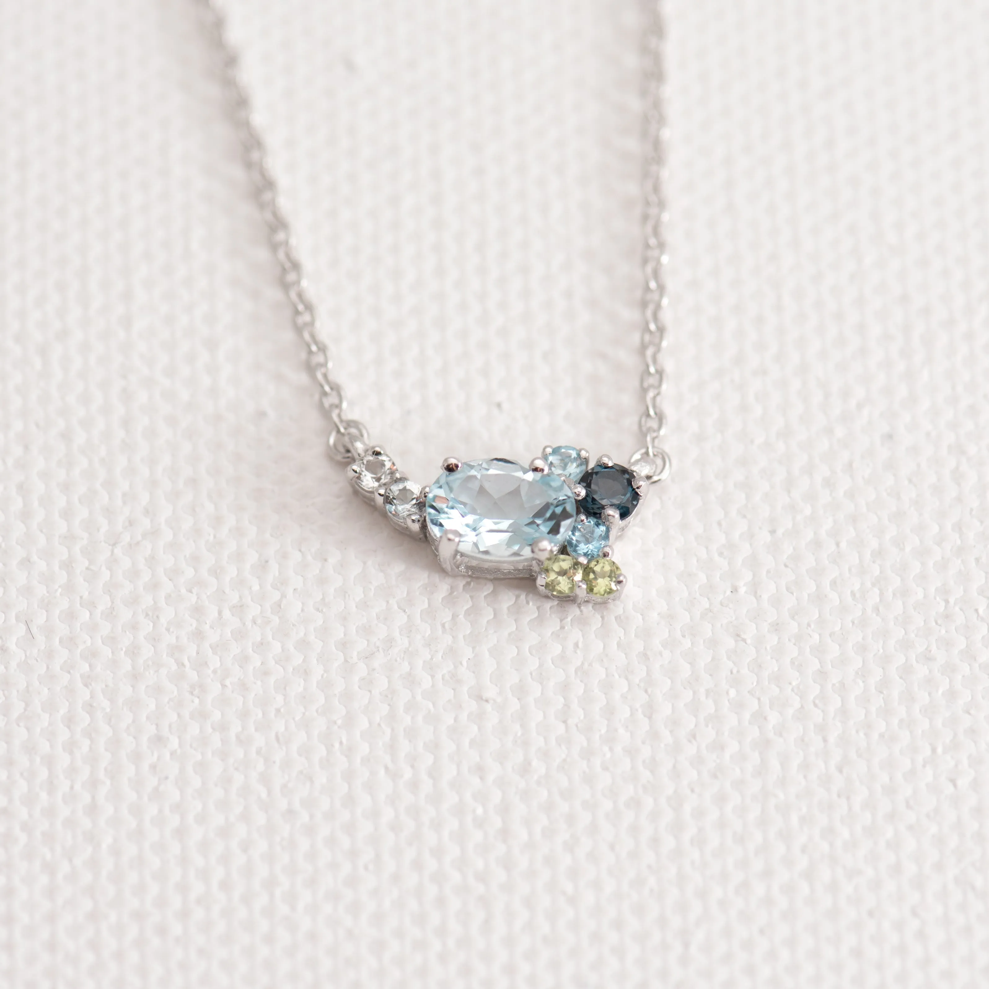 Hannah Aquamarine Cluster Necklace