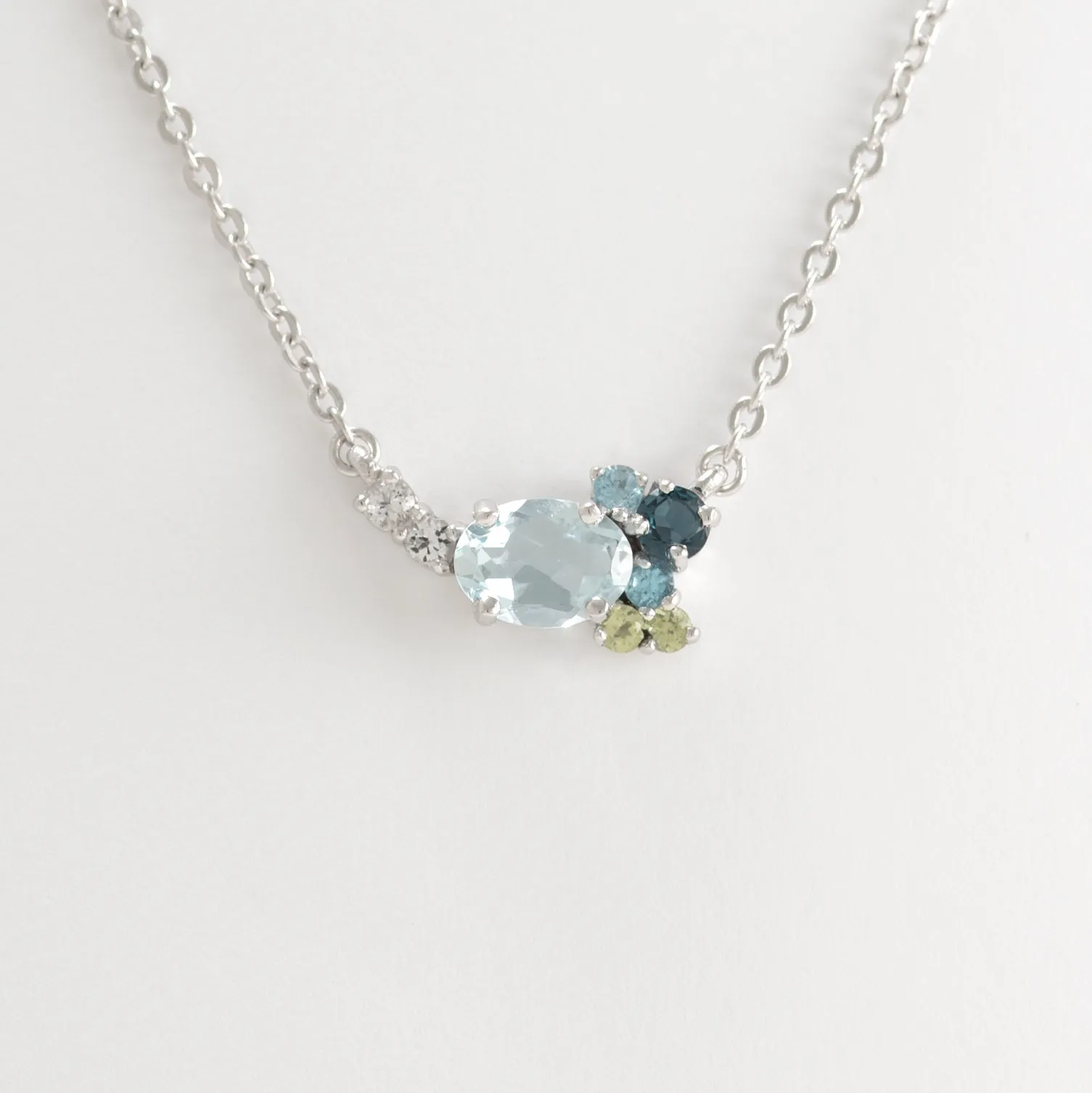 Hannah Aquamarine Cluster Necklace