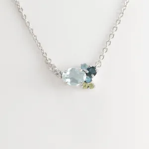 Hannah Aquamarine Cluster Necklace